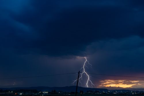 Free Spectacular lightning strike during a stormy night over Ephangweni, South Africa. Stock Photo