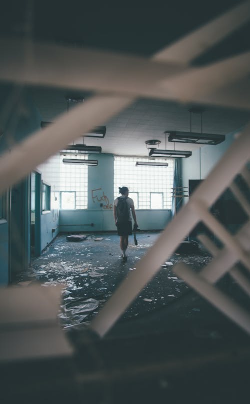 Free Person Inside A Abandoned Building Stock Photo