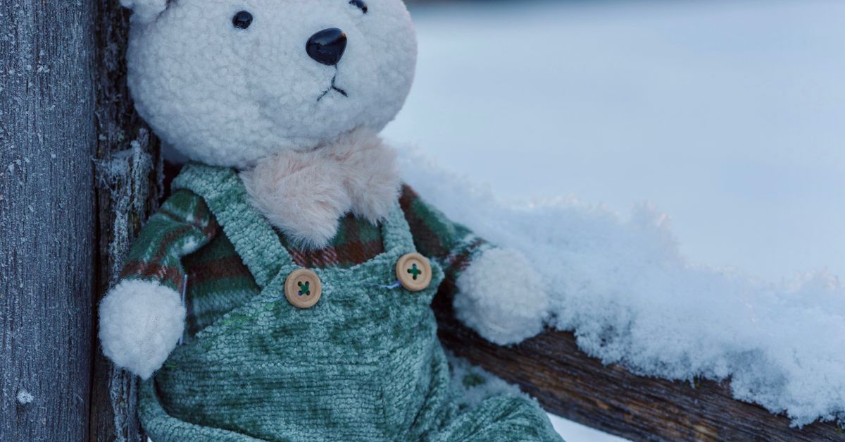 Snow Covered Plush Teddy Bear In Winter Scene Free Stock Photo snow-covered-plush-teddy-bear-in-winter-scene-free-stock-photo