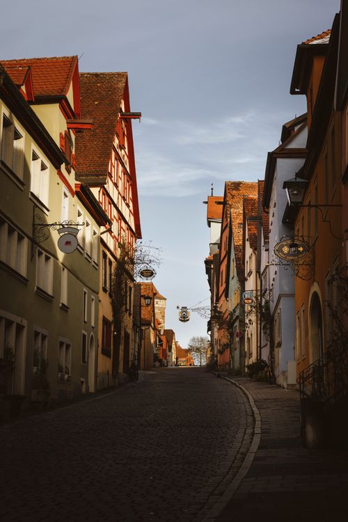 Free Picturesque street view in Rothenburg ob der Tauber, showcasing traditional Bavarian architecture. Stock Photo