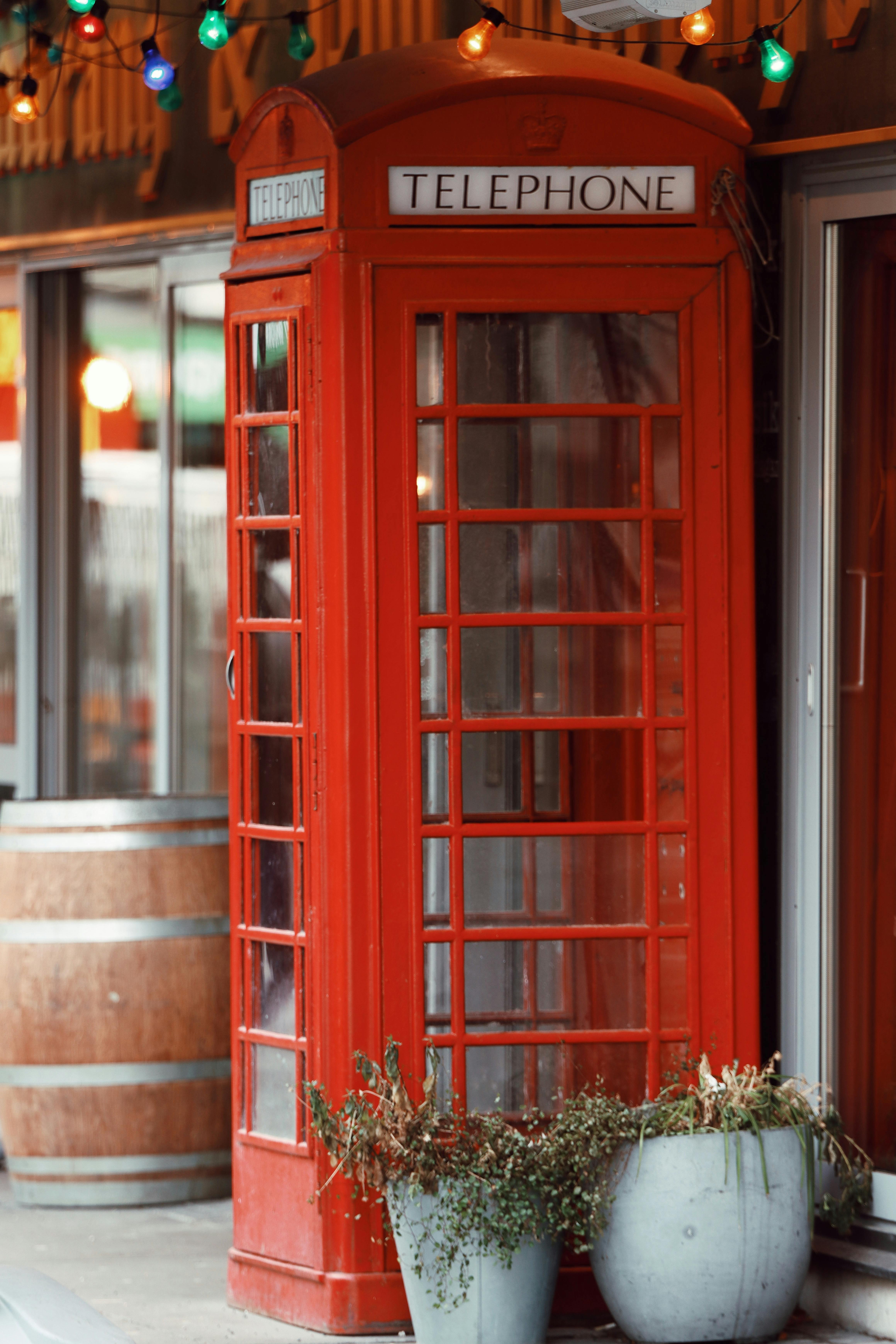 vintage red telephone booth in jonkoping