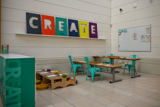 Modern creative workspace with colorful decor in Dublin's co-working hub. Ideal for collaboration.