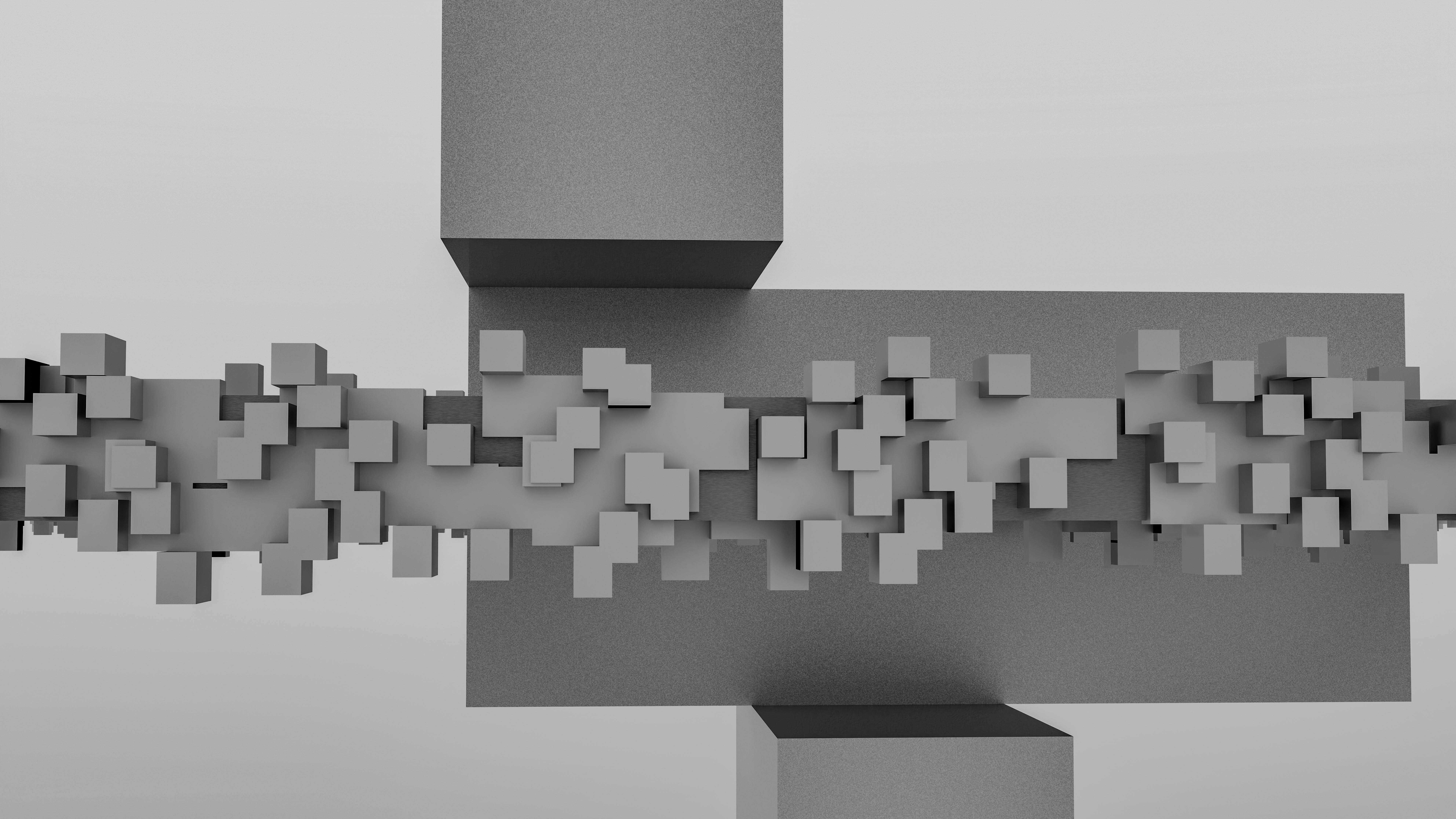 Gratis Intrikat monokrom 3D-gjengivelse av abstrakte geometriske kuber og strukturer. Arkivbilde