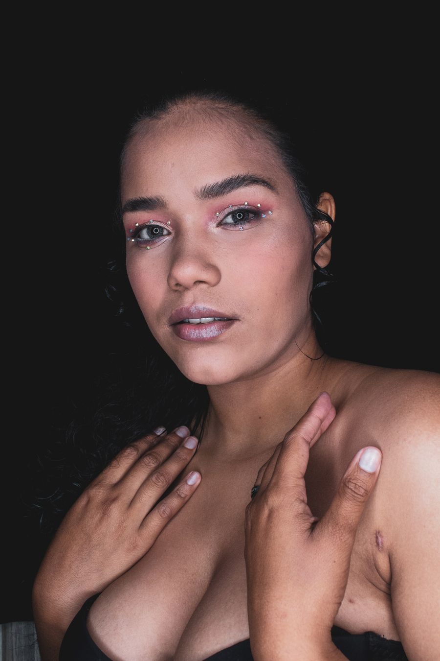 Maquiagem artística em retrato de beleza