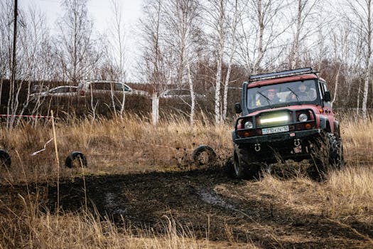 A thrilling 4x4 offroad vehicle tackles rough terrain in Kazakhstan.