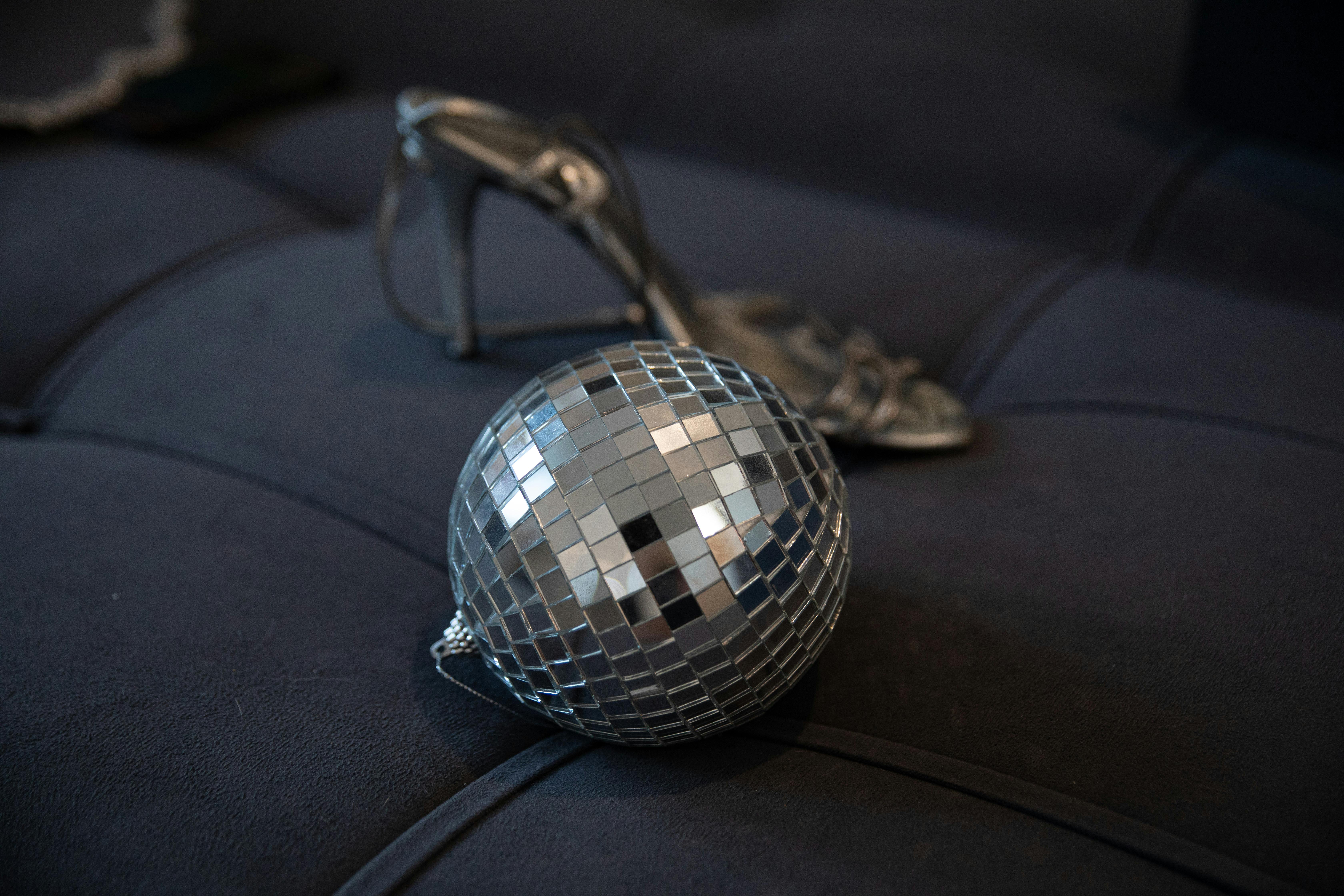 Close-up of high-quality mirror tiles on a disco cowboy hat