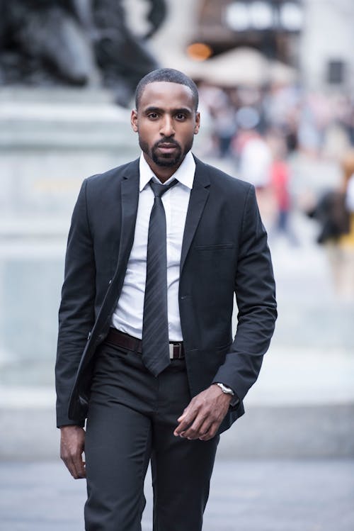 Free Man Wearing Black Suit Stock Photo