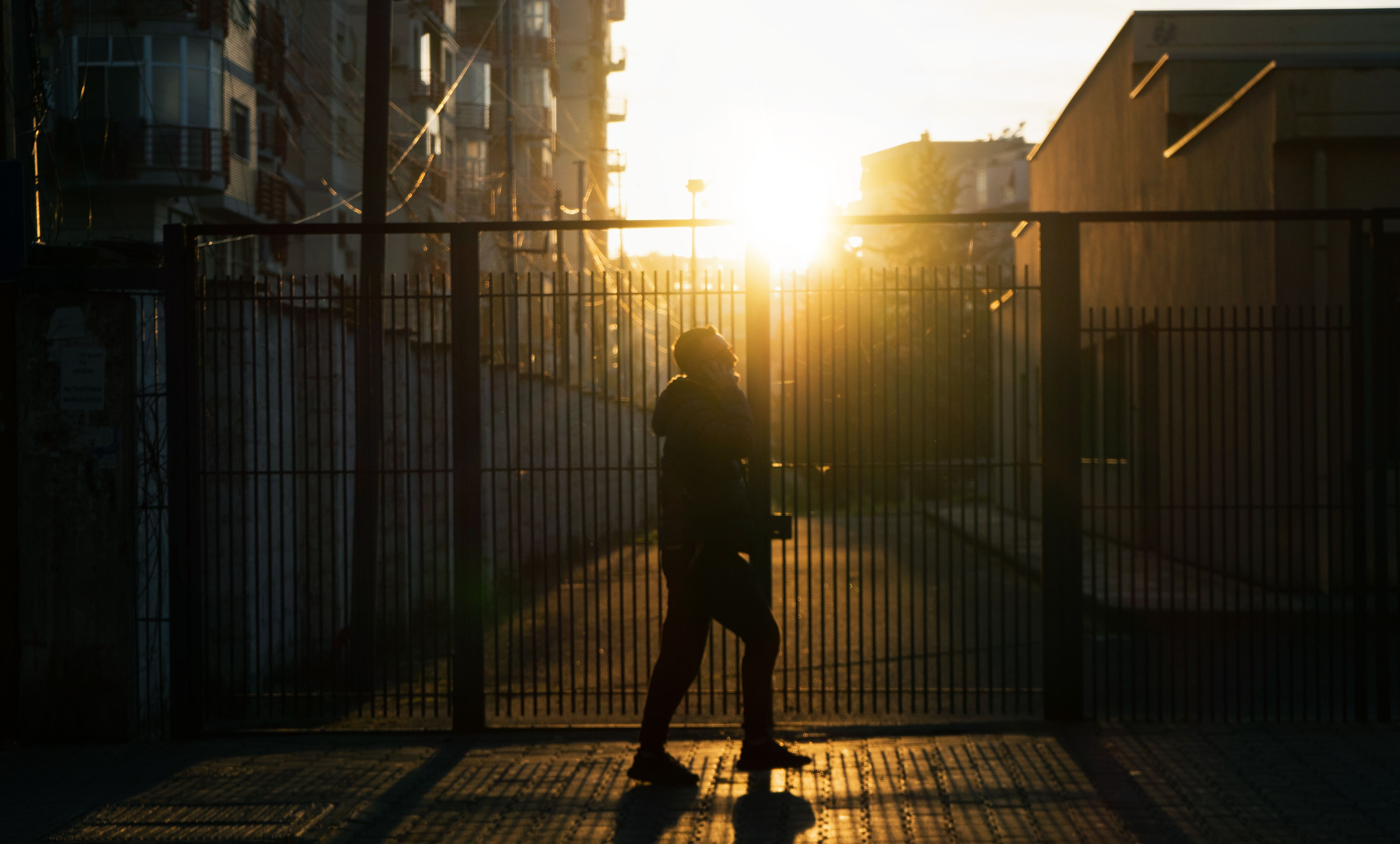 Silhouette of Person Walking in Golden Hour · Free Stock Photo
