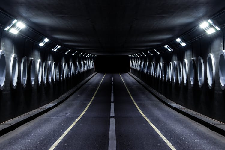 Gray Paved Road Tunnel