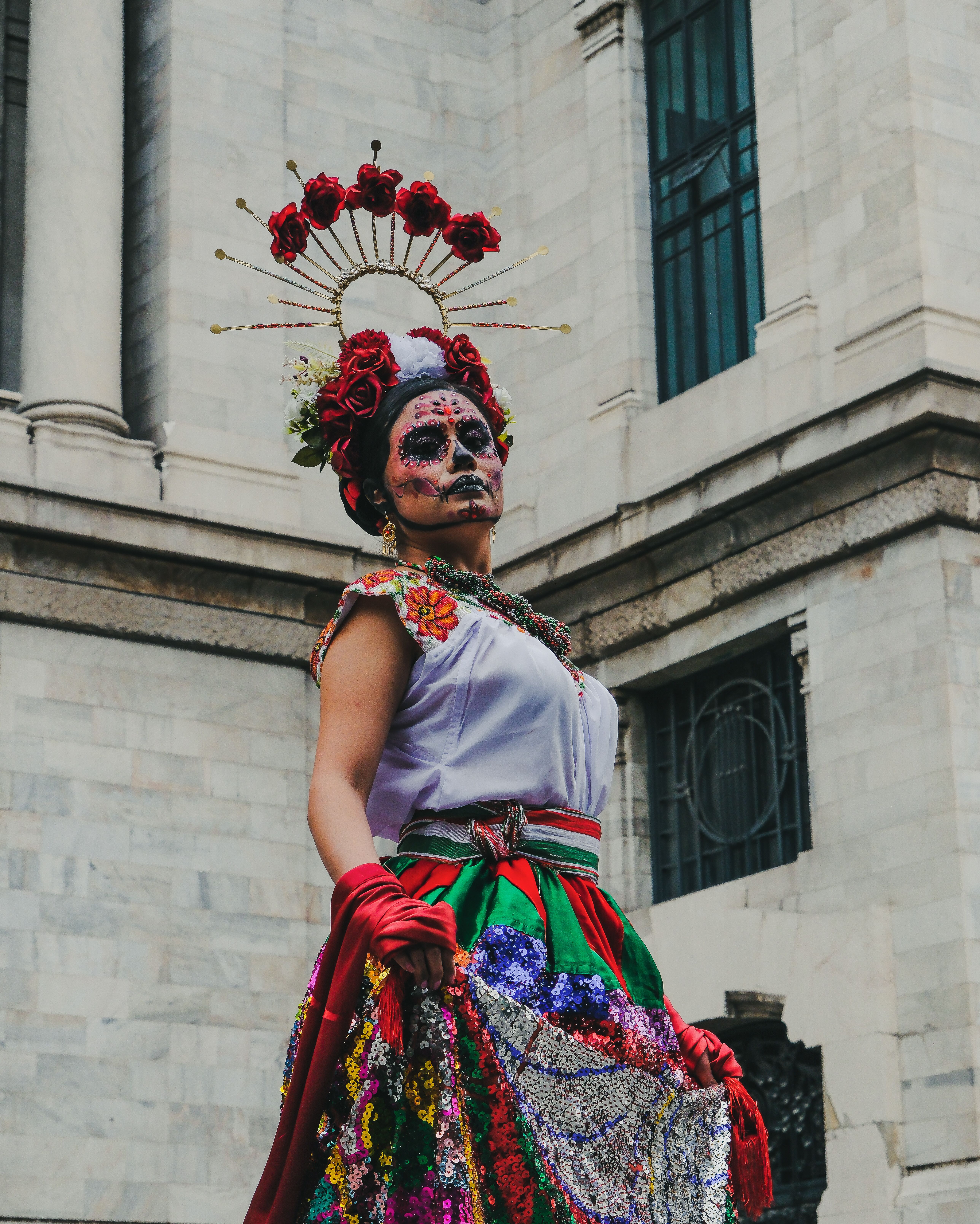 Catrina parade in the street during Day of the Dead in Mexico