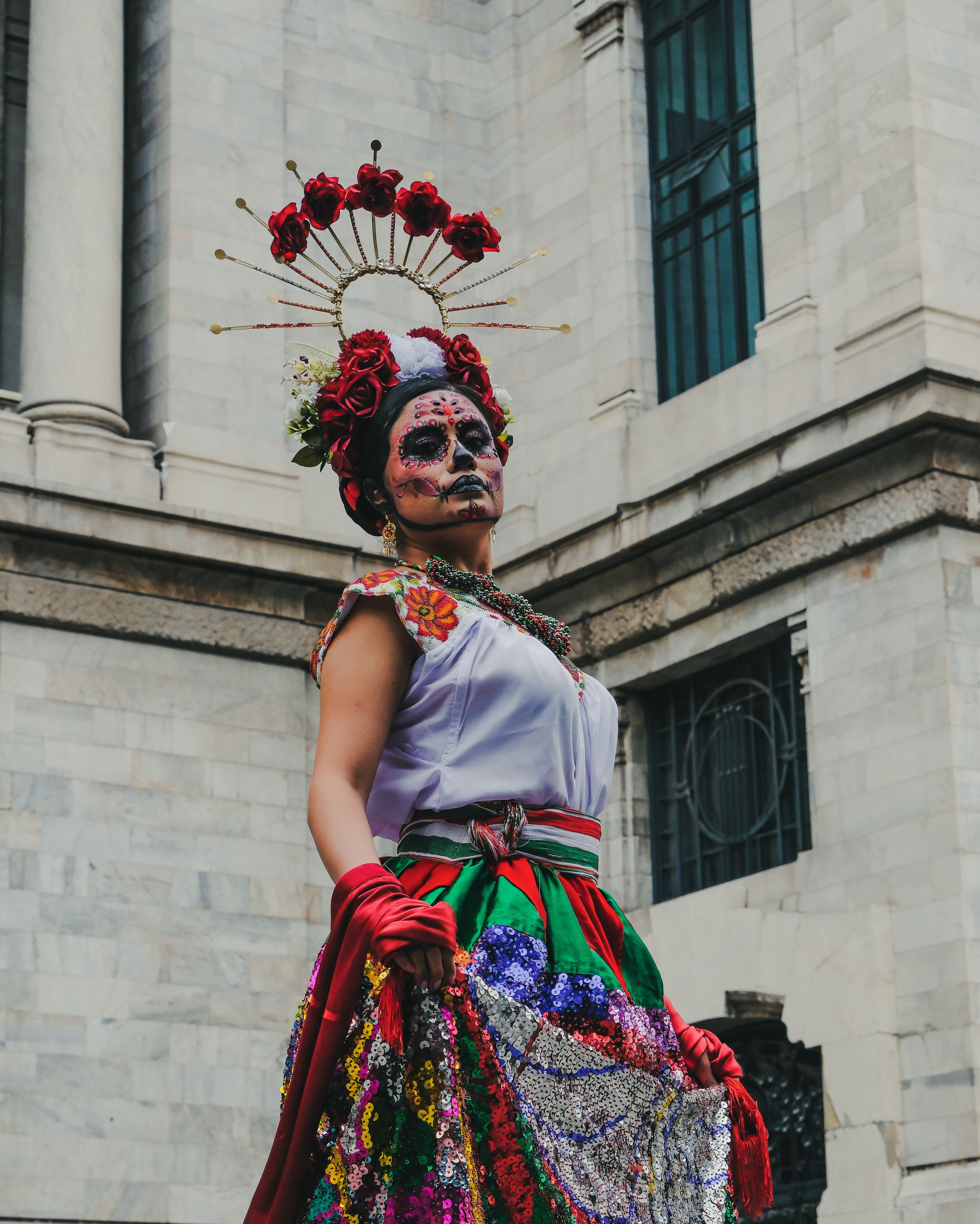 Catrina parade in the street during Day of the Dead in Mexico