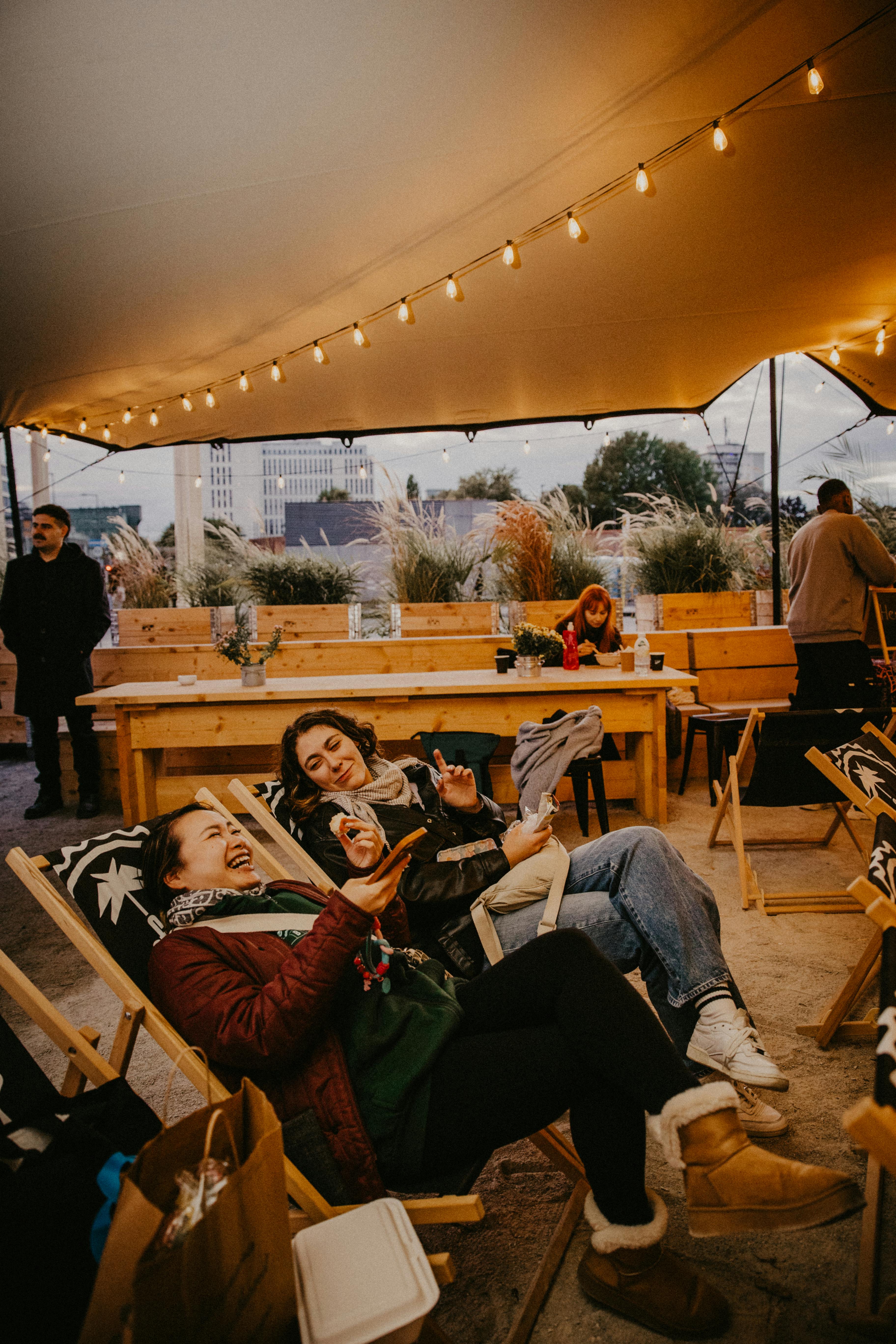 outdoor gathering with string lights in berlin