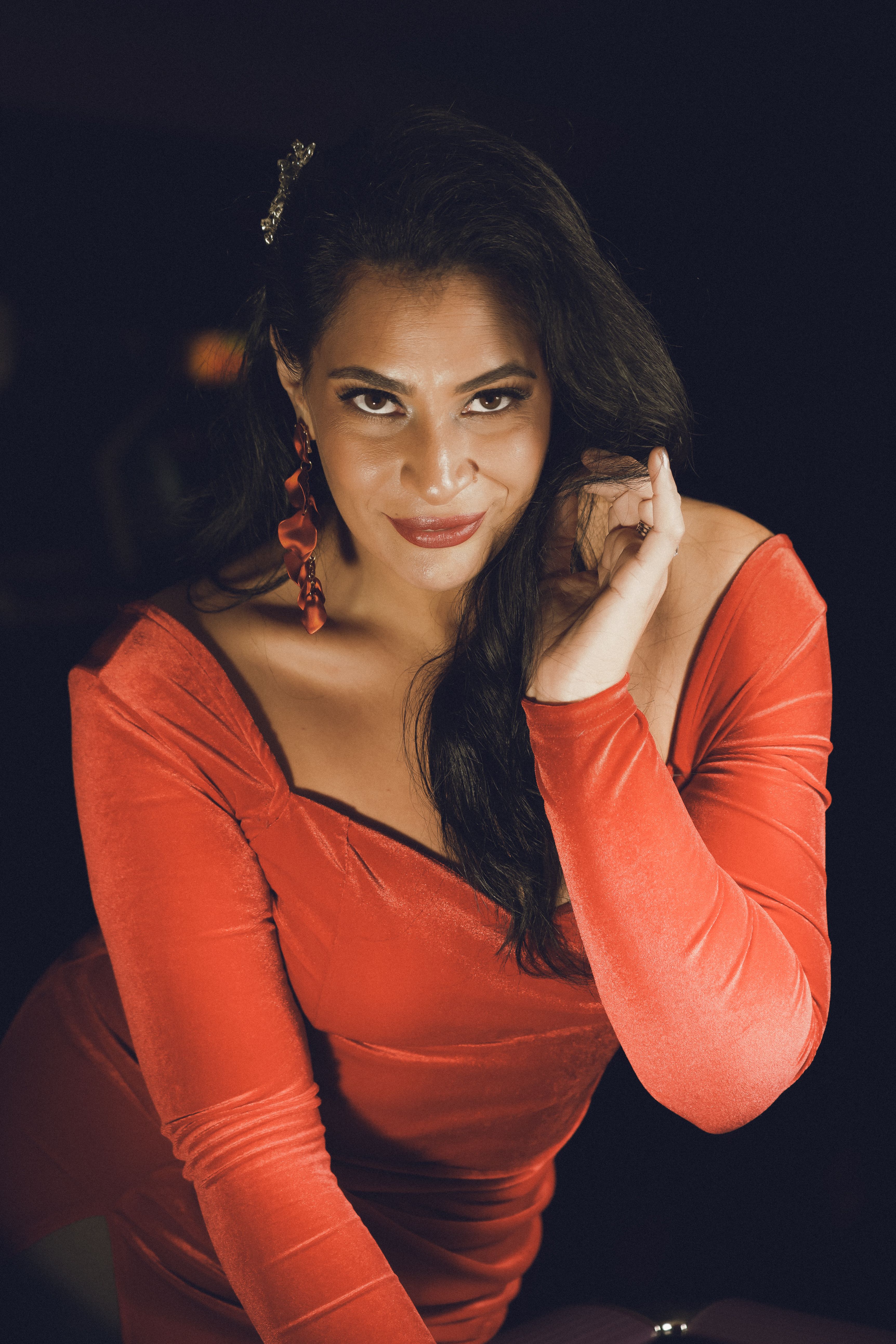 Elegant Woman in Red Dress at Night · Free Stock Photo