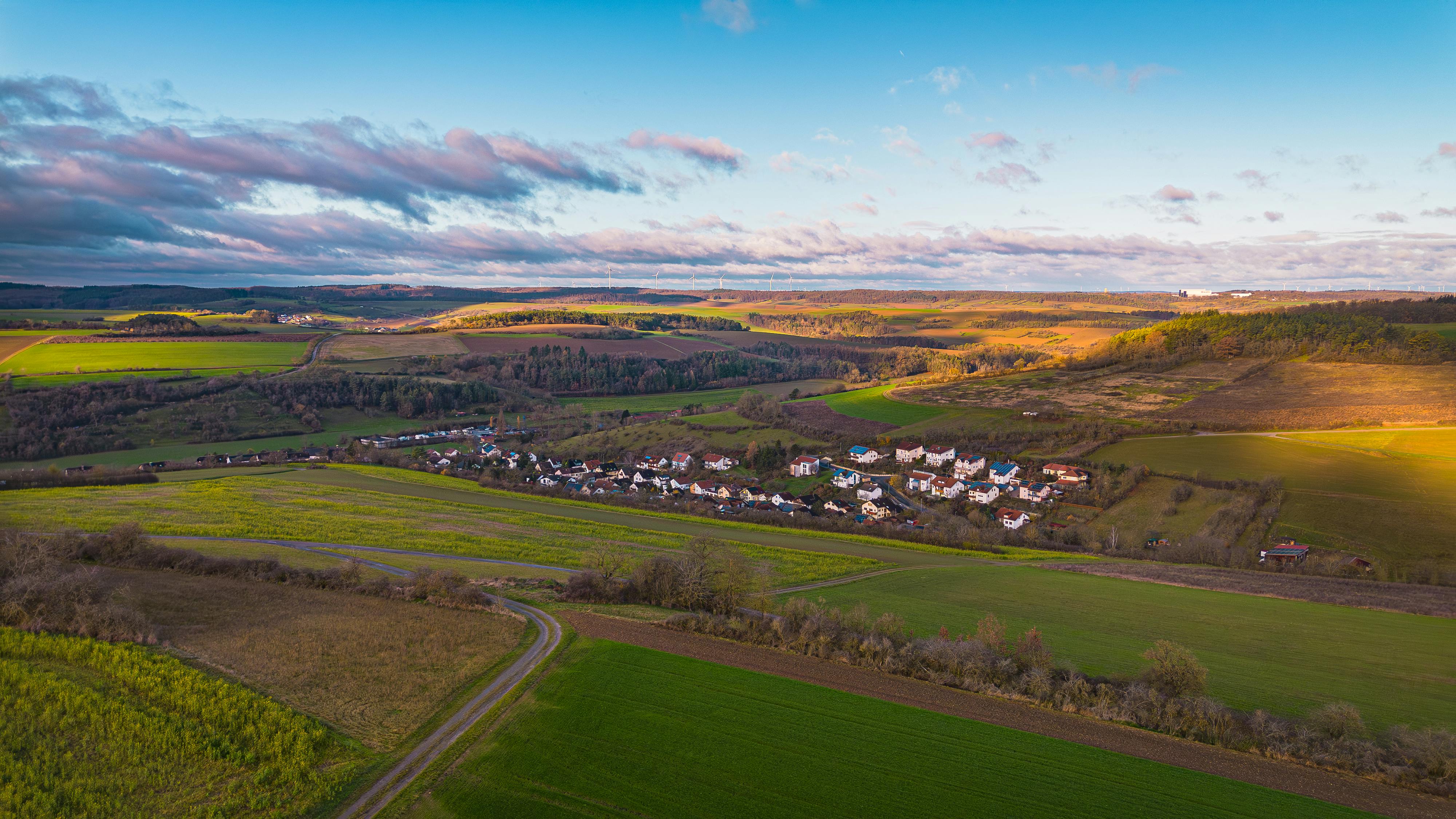 aerial view of german countryside landscape