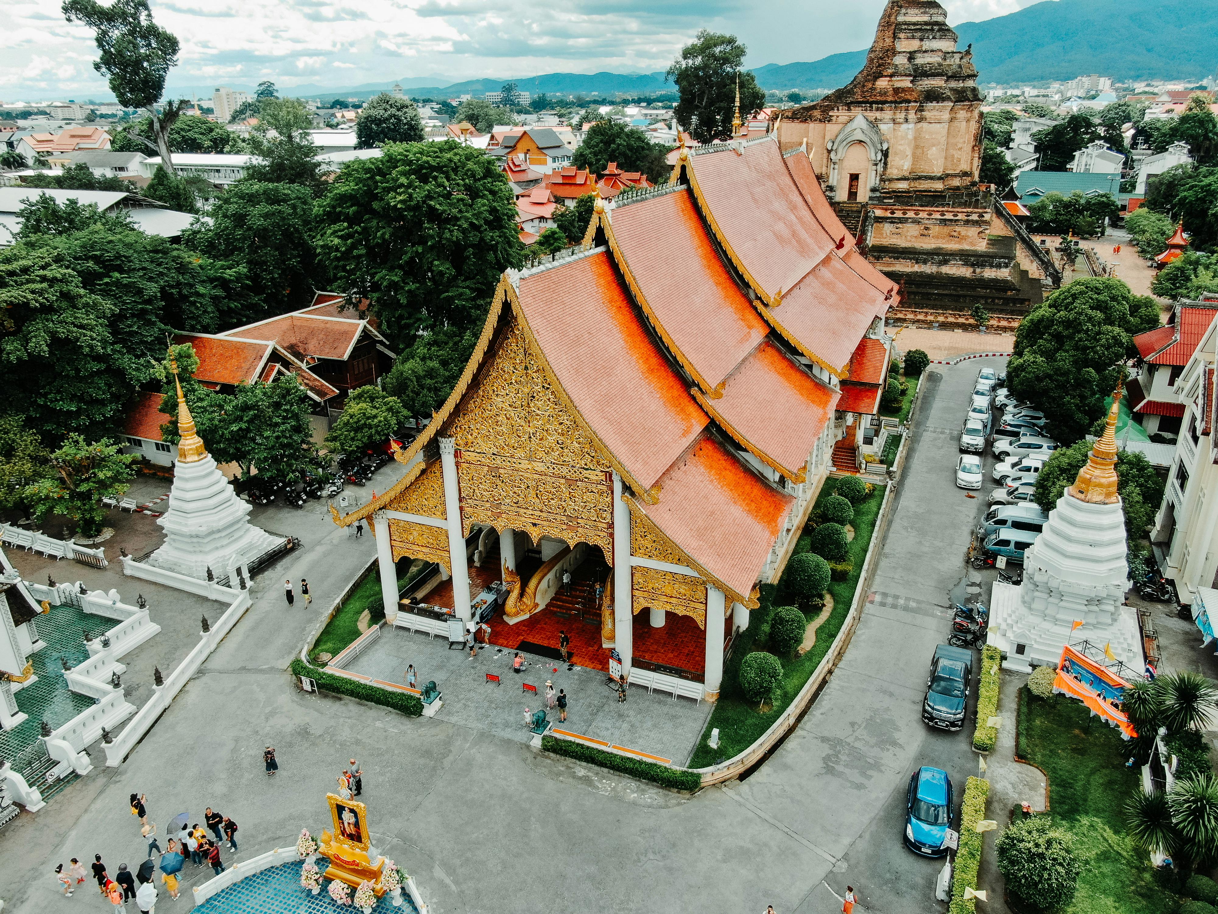 architectural design of an orange temple