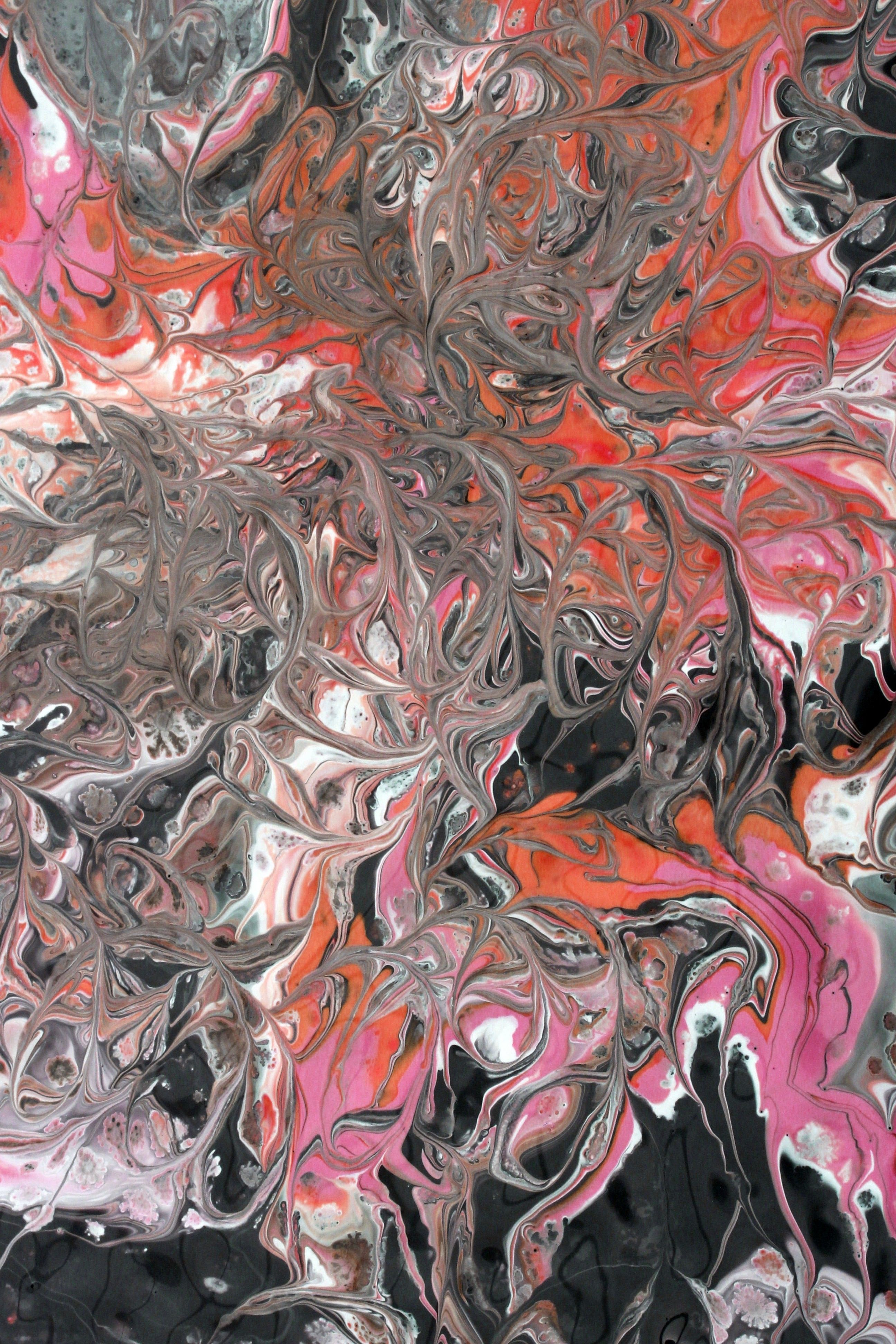 Vibrant Abstract Swirl Painting in Pink and Orange · Free Stock Photo