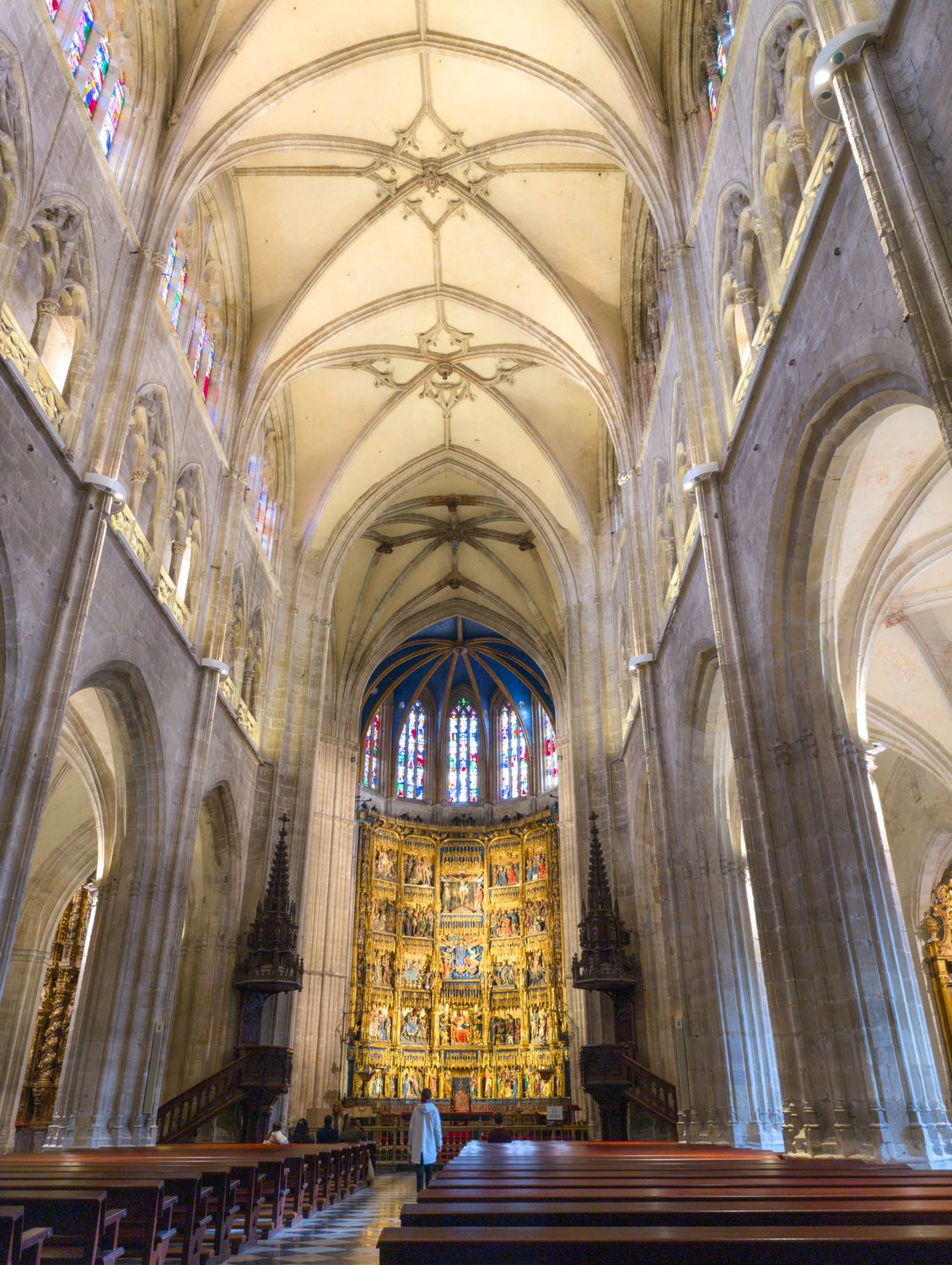 Stunning Gothic Cathedral Interior with Stained Glass · Free Stock Photo