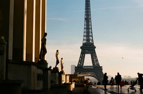 Free People near the Eiffel Tower  Stock Photo