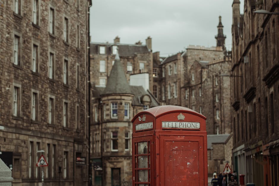 Red Telephone Booth in Edinburgh, Scotland