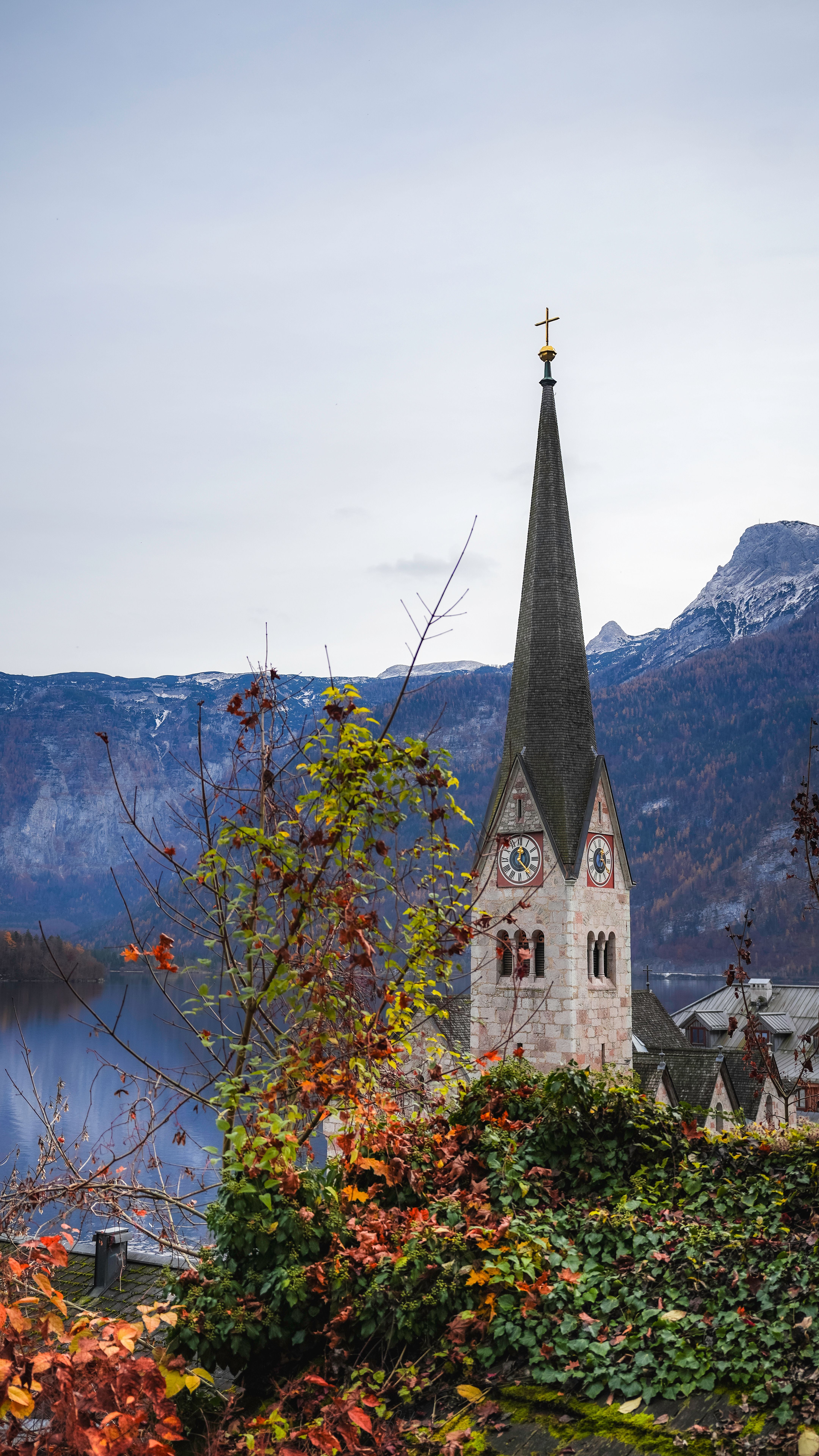 Scenic View of Hallstatt Church in Autumn · Free Stock Photo