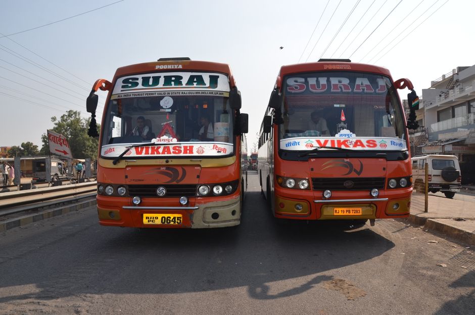Comfortable AC sleeper bus interior for long-distance travel in India
