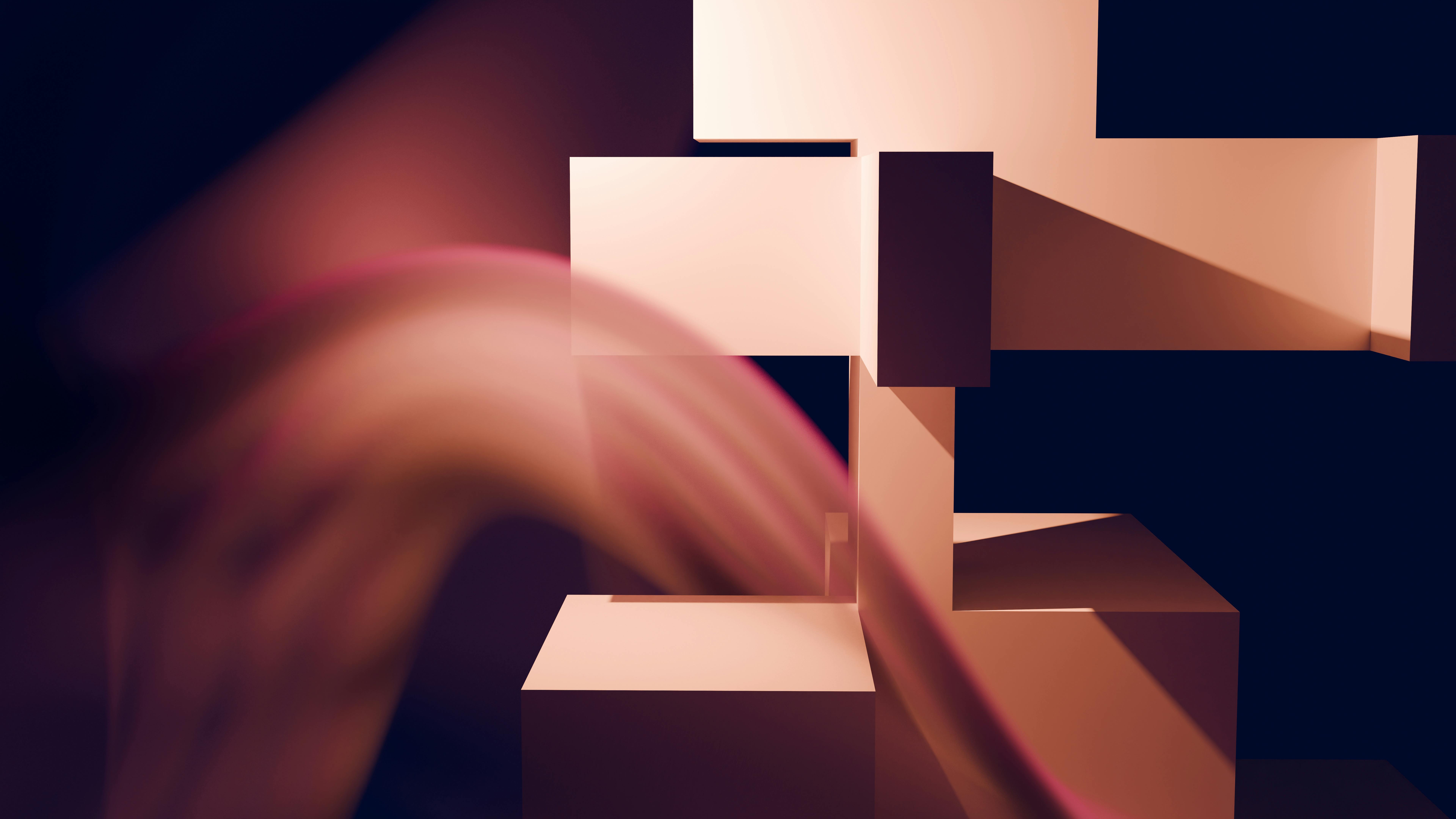 Digital art of geometric shapes in soft motion creating a modern abstract design.
