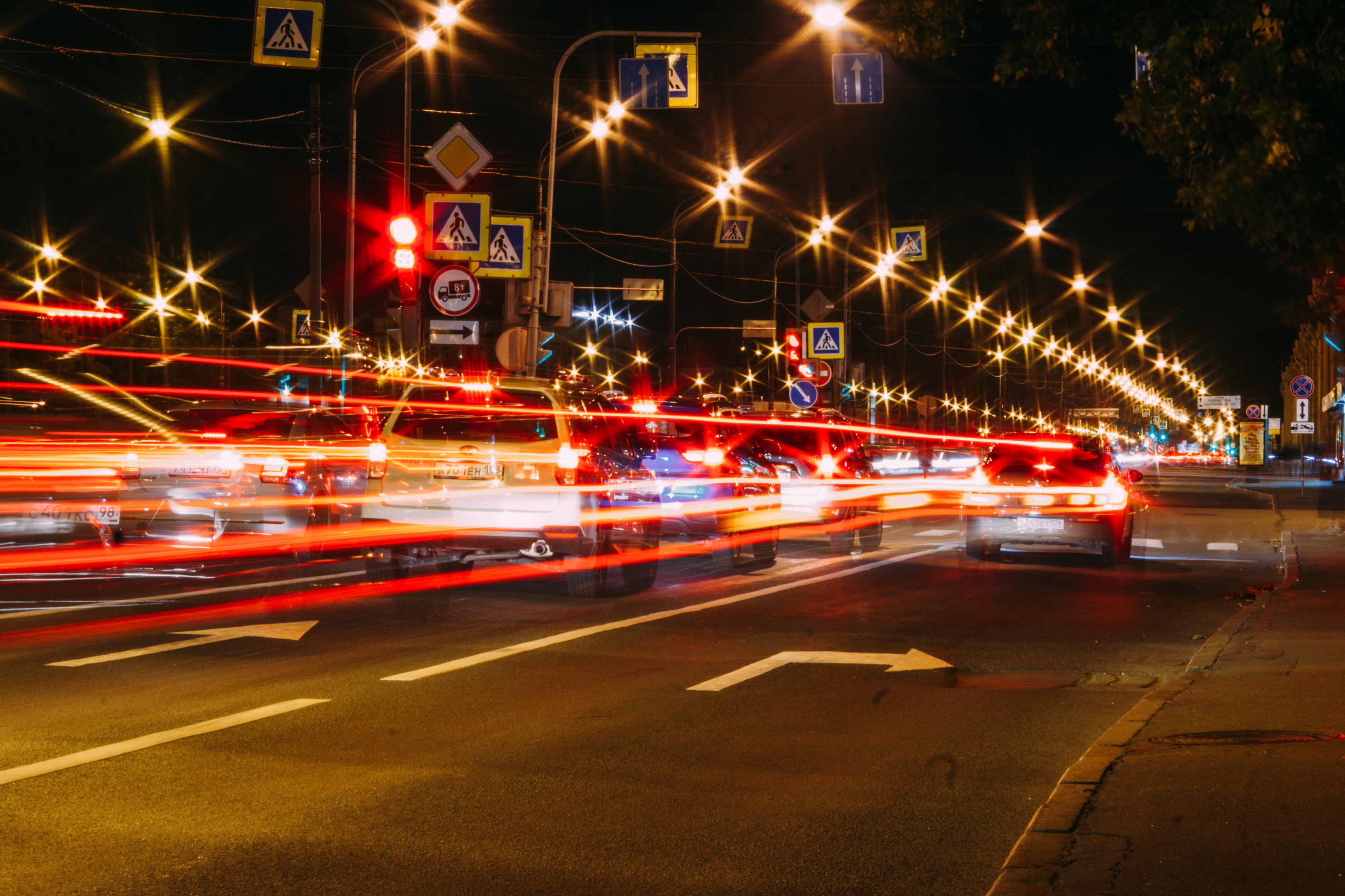 Time Lapse Photo Vehicular Traffic On The Highway At Night