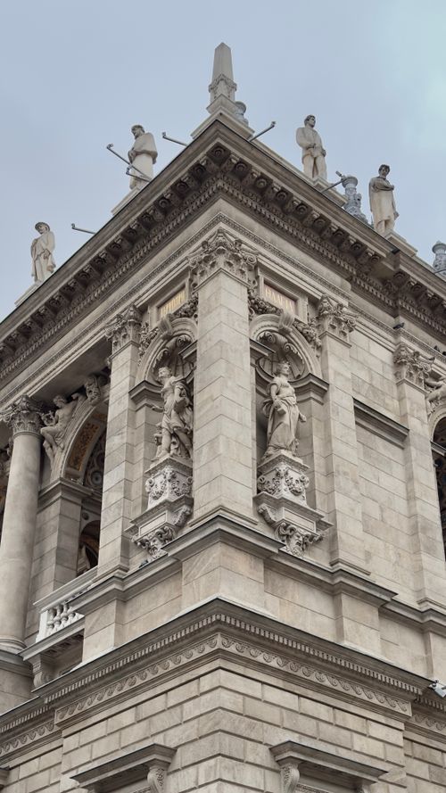Free Close-up view of Budapest's Hungarian State Opera with intricate statues and classical architecture. Stock Photo