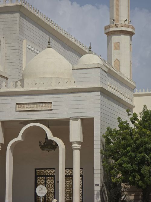 Free Stunning view of traditional Islamic architecture in a Dubai mosque, capturing cultural heritage. Stock Photo