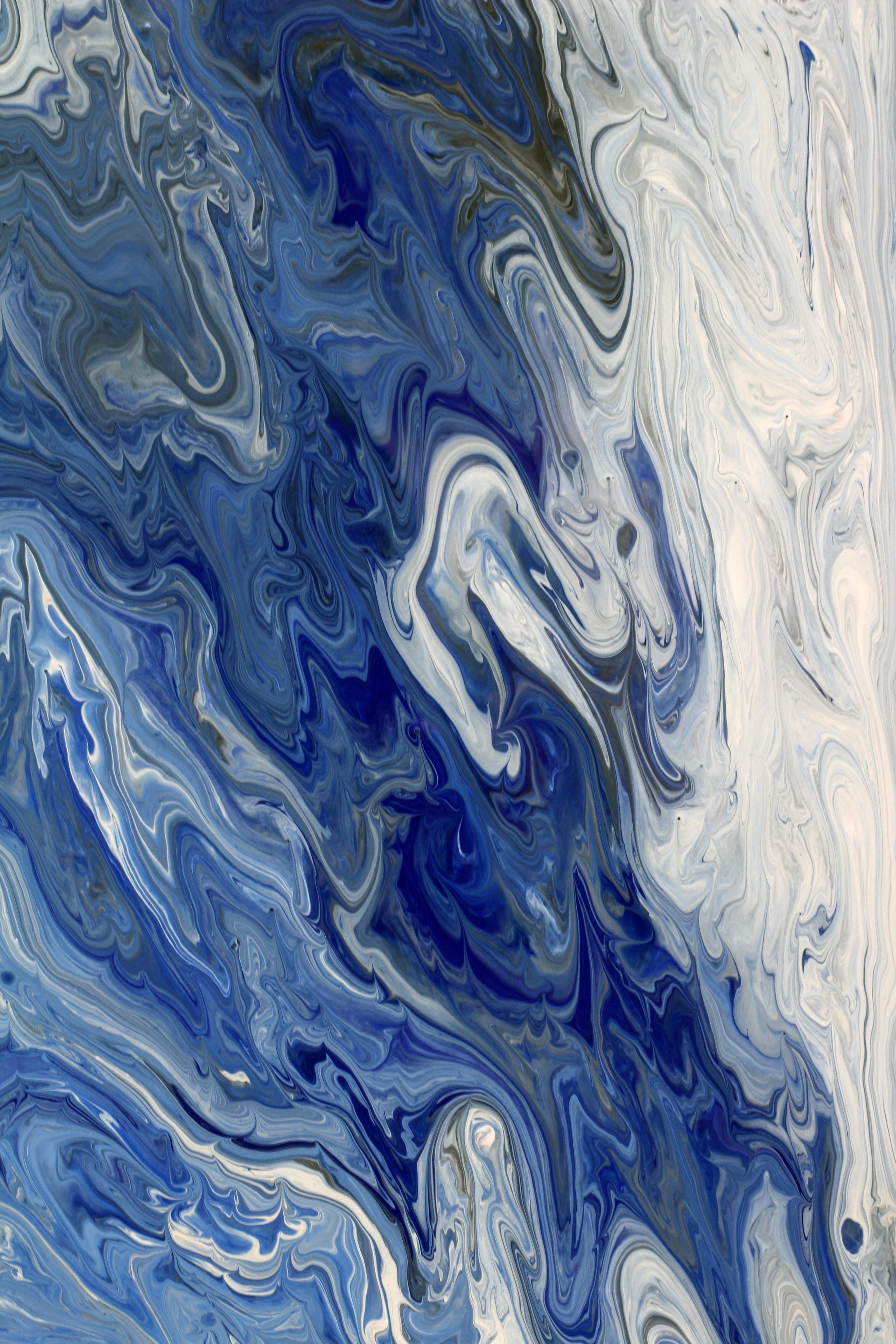 Abstract Blue and White Fluid Art Painting · Free Stock Photo