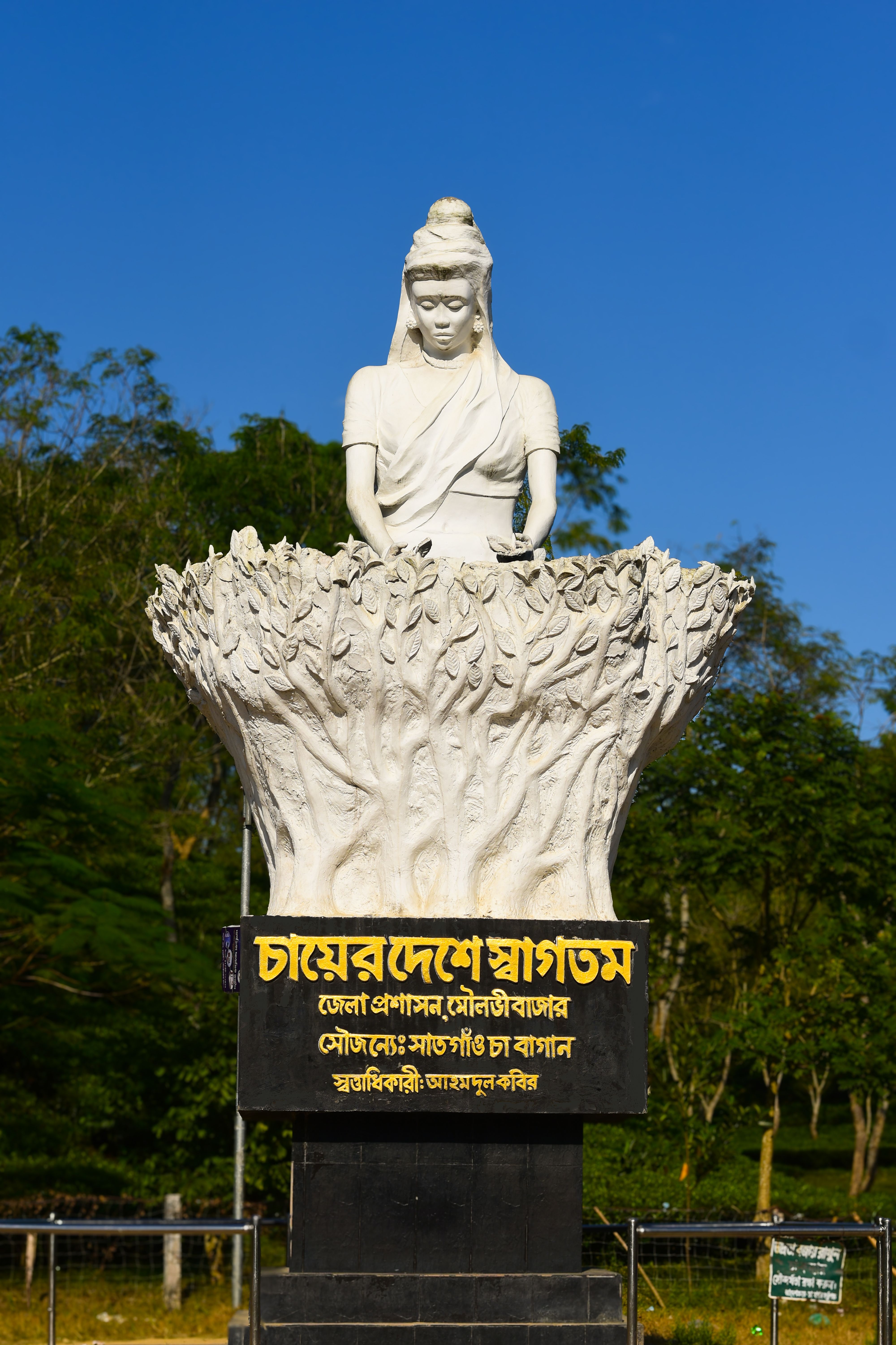 Statue in Lush Tea Garden Setting · Free Stock Photo