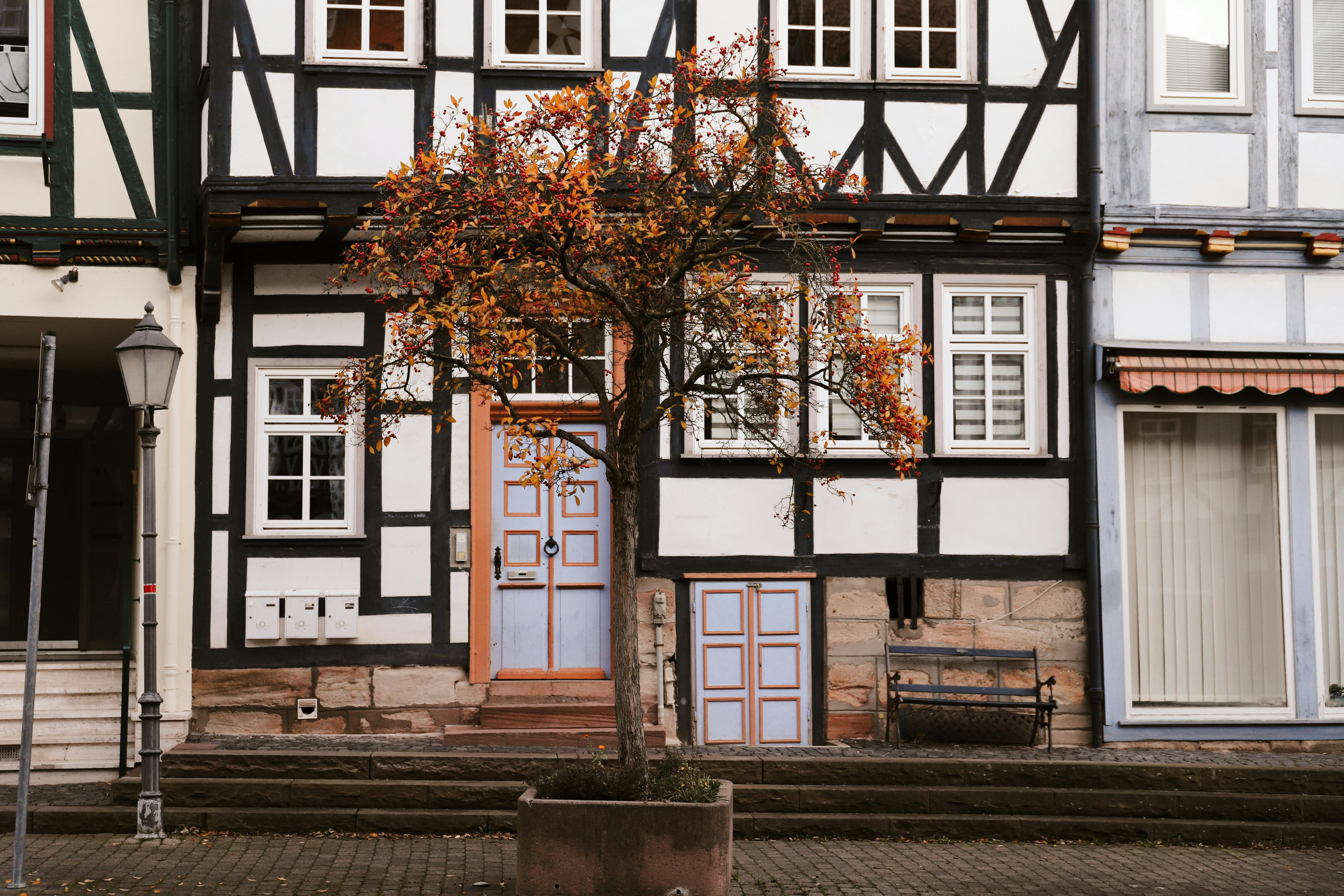 charming half timbered house in autumn