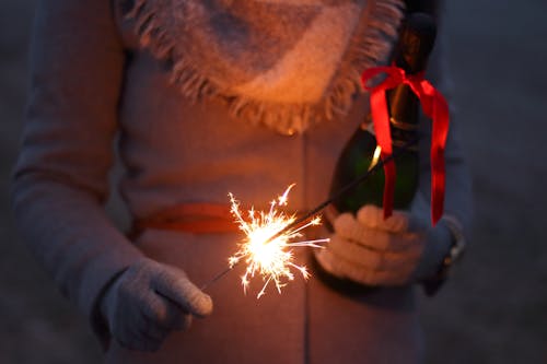 Person Holding Lighted Sparklers