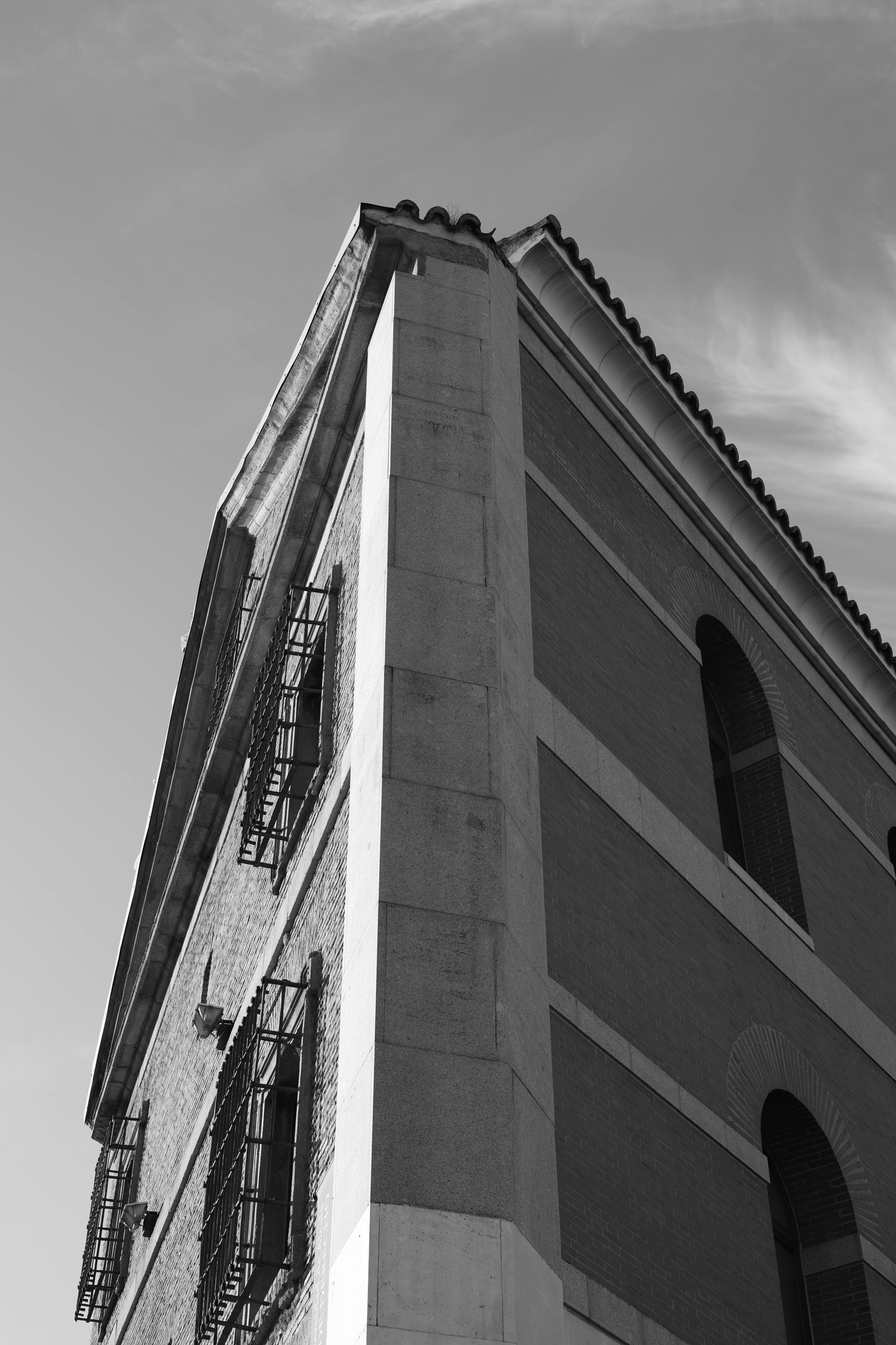 Gratuit Un unghi monocrom al unei clădiri istorice care prezintă detalii arhitecturale. Fotografie de stoc