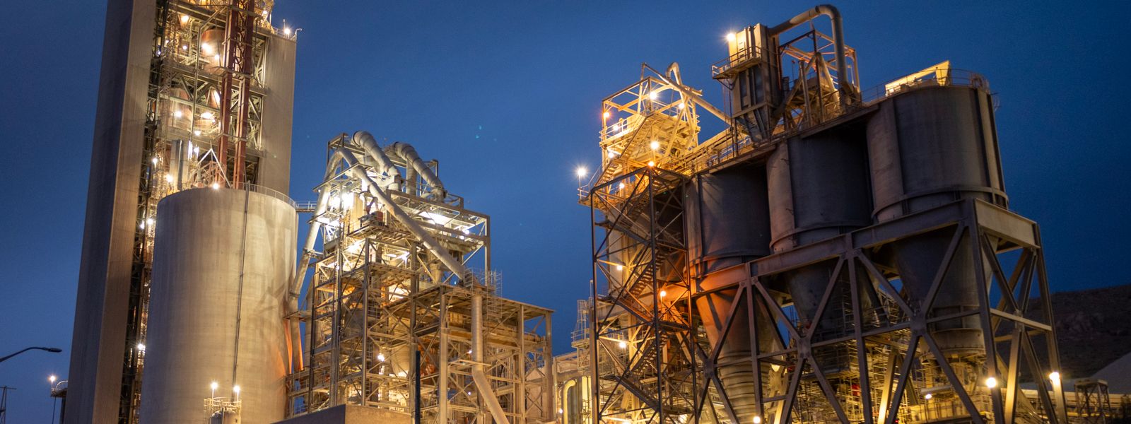 Illuminated industrial plant at night