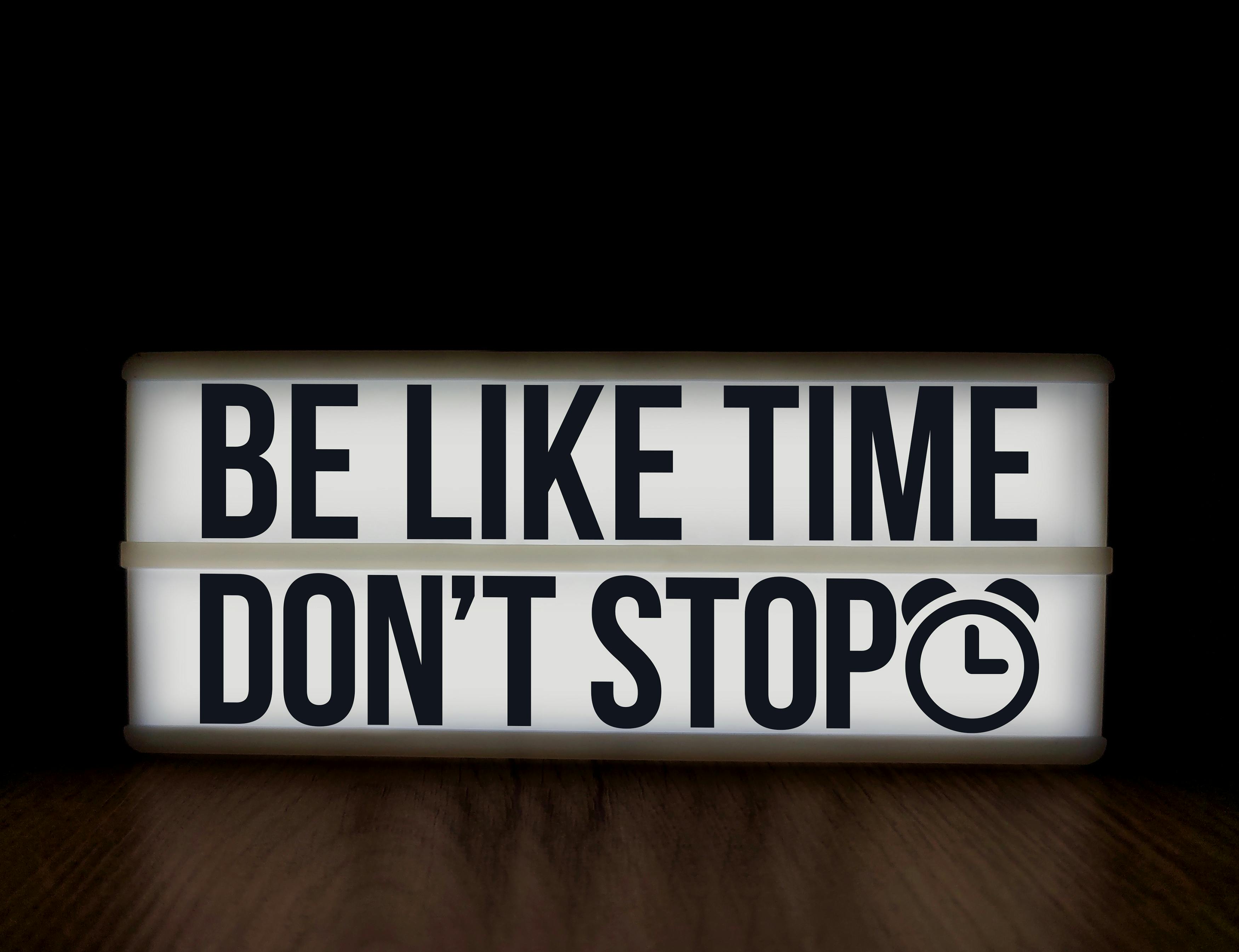 inspirational lightbox message on black background