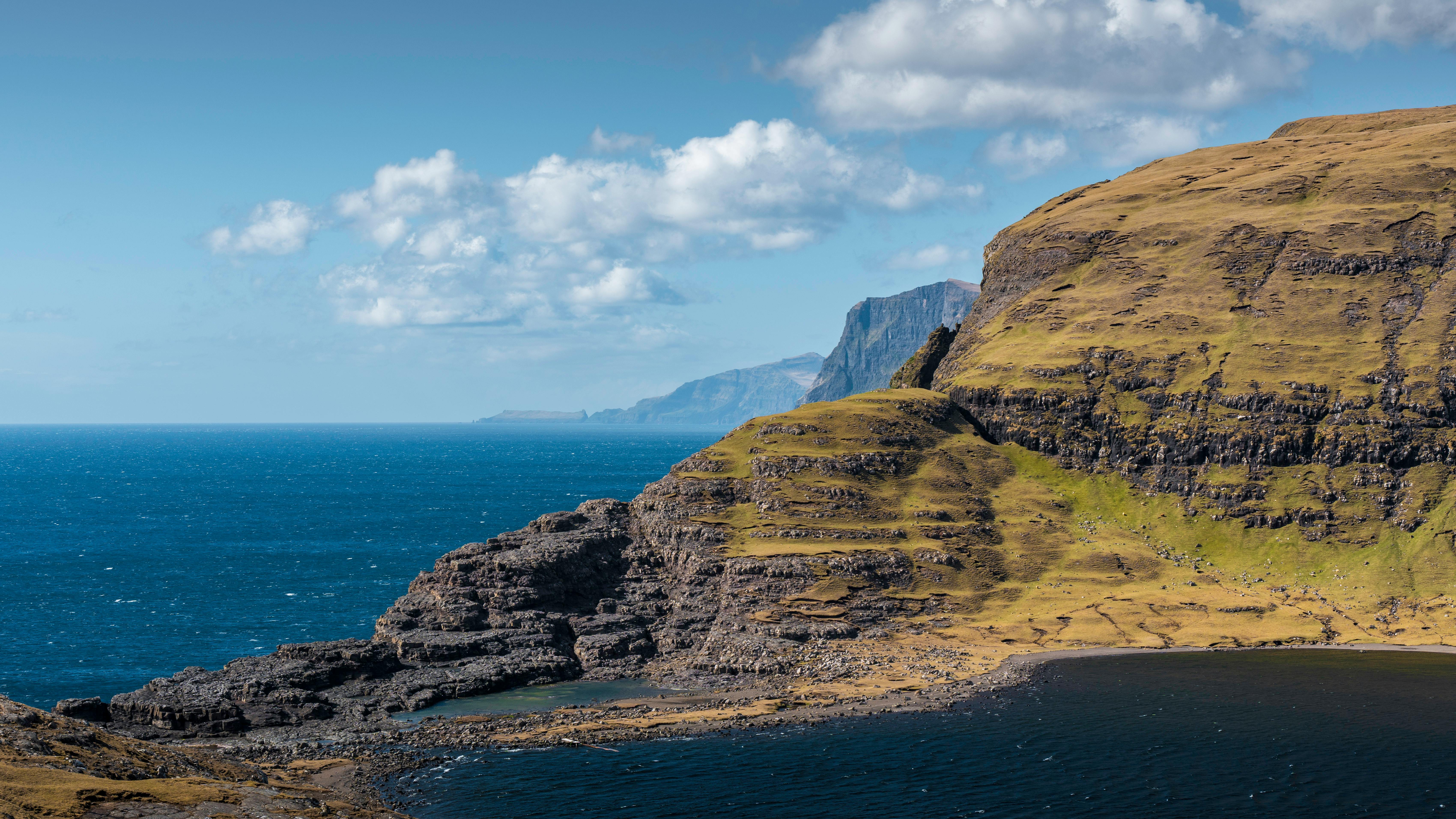 scenic cliffs by the atlantic ocean in faroe islands