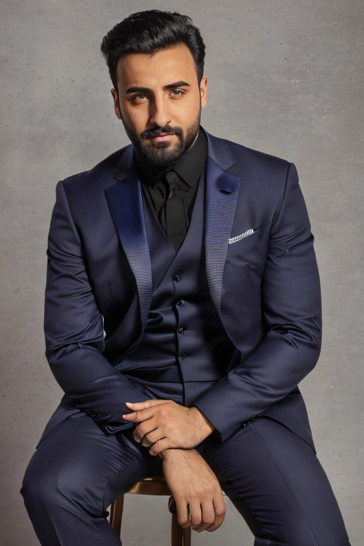 Man wearing a tailored navy suit
