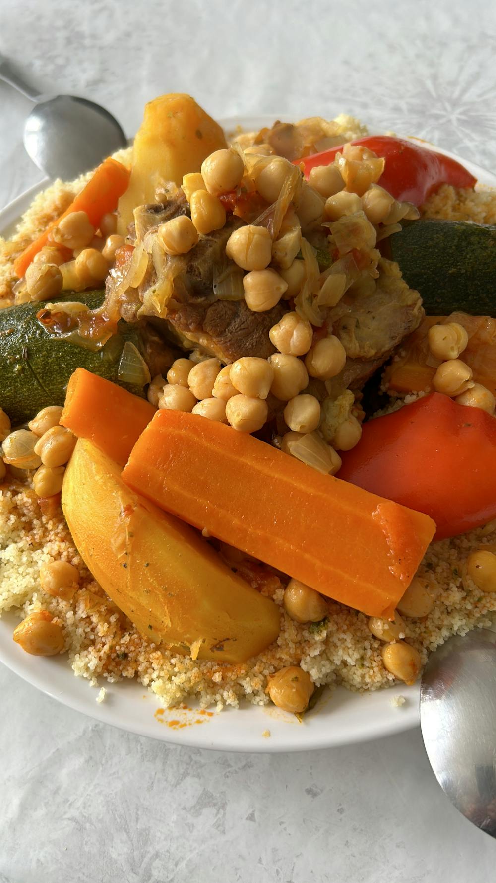 Spicy Moroccan Couscous with Chickpeas and Raisins