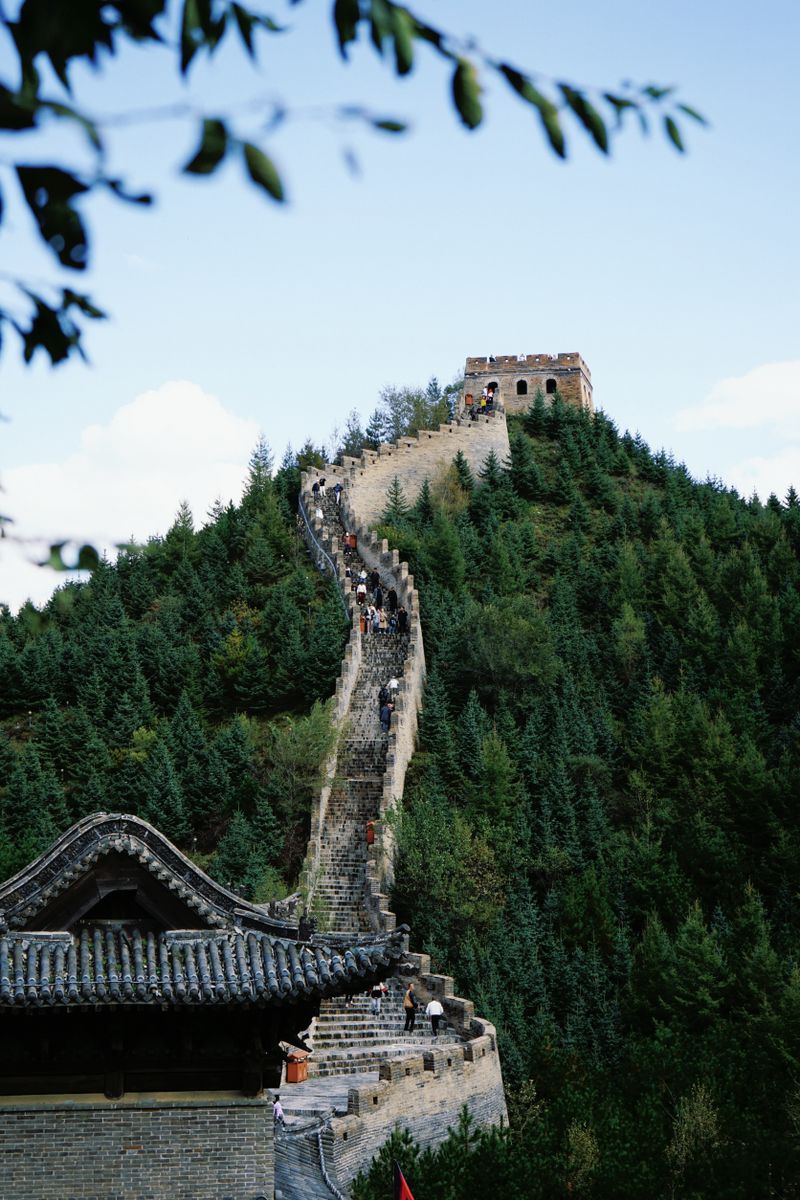 Majestic view of an ancient Chinese city wall stretching into the distance