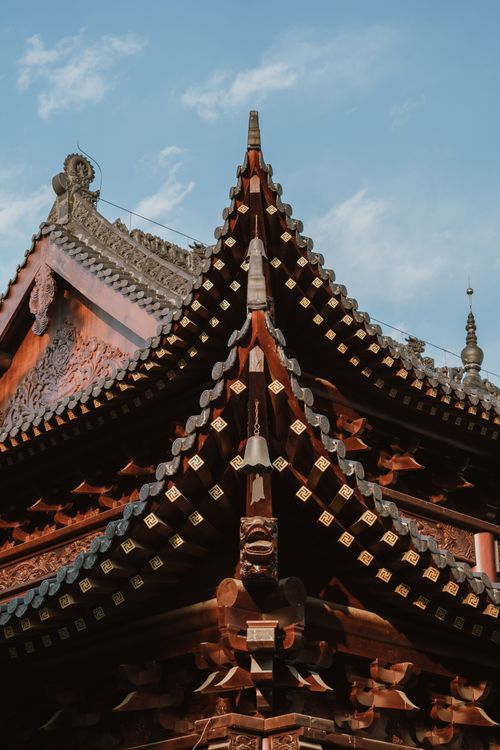 Free Detailed view of traditional Chinese temple roof in Changsha capturing cultural essence. Stock Photo