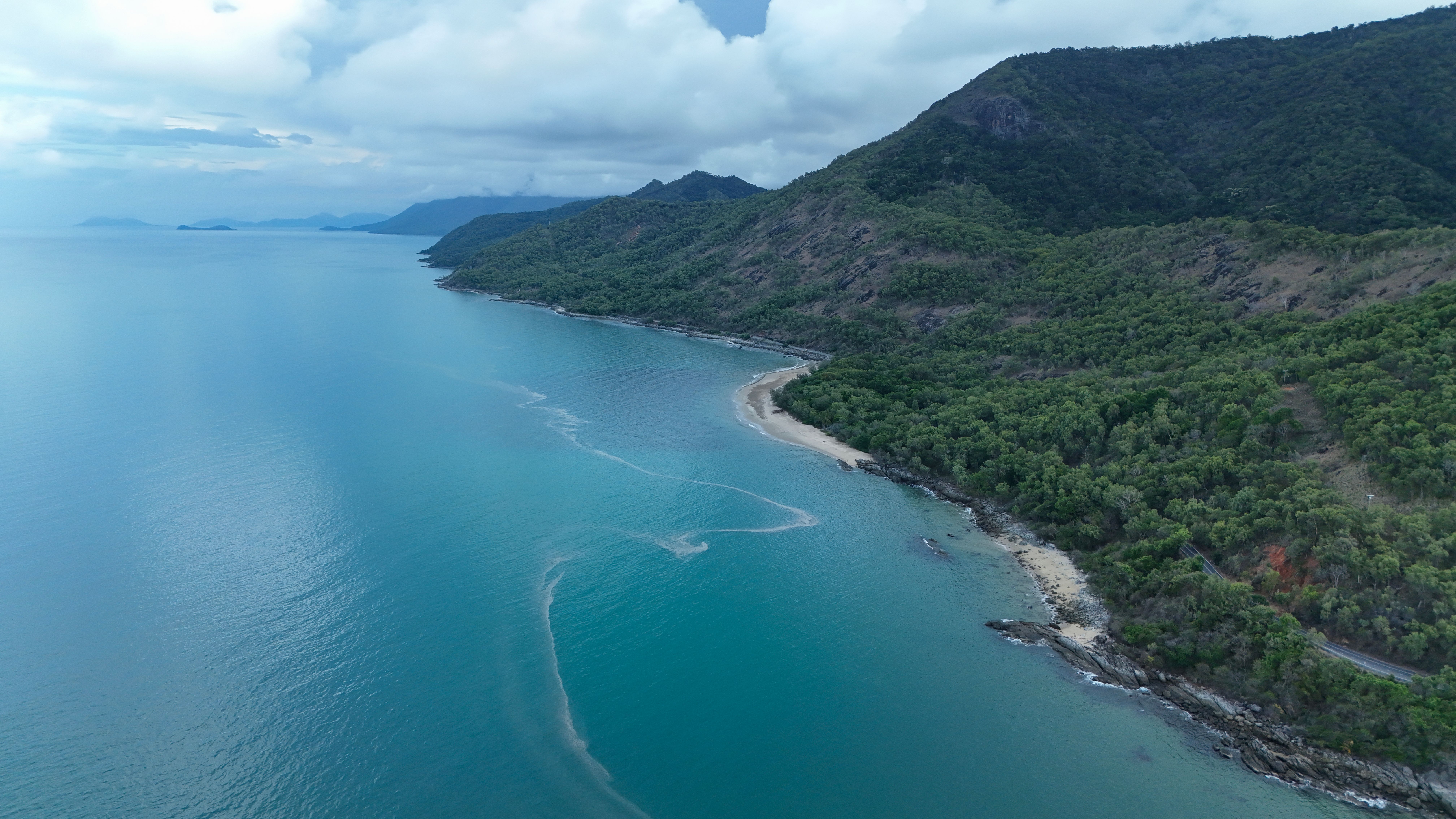 Aerial view of a tropical Indonesian coastline