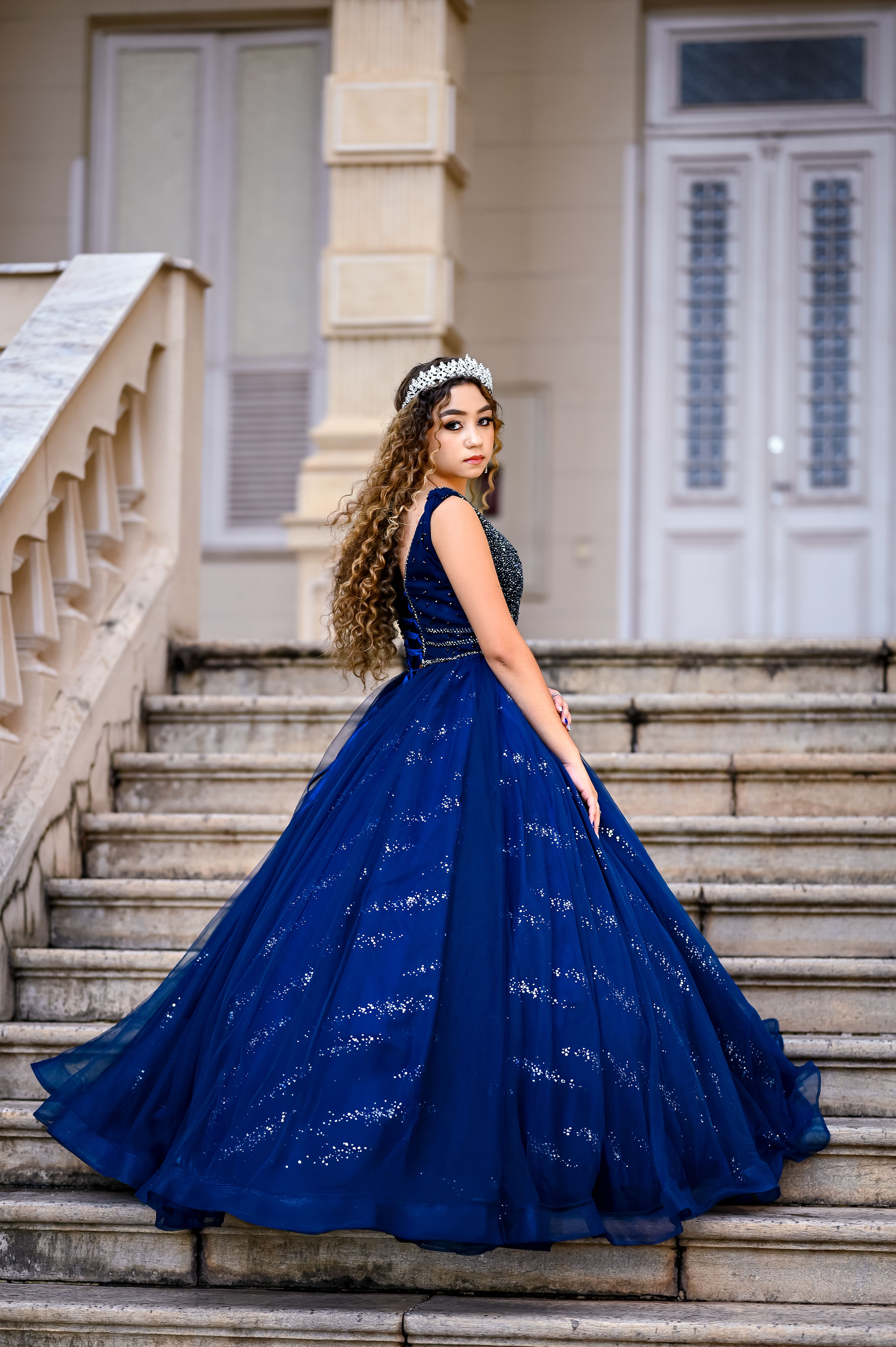 white dress blue flowers Elegant A-line Long Prom Dresses Royal Blue Prom Gowns ARD2066 – SheerGirl main image 0