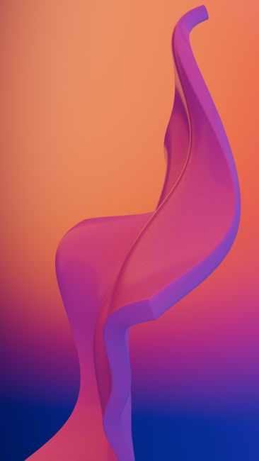 Fotomural Representación 3D abstracta dinámica que presenta una estructura vibrante en forma de cinta sobre un fondo degradado colorido.