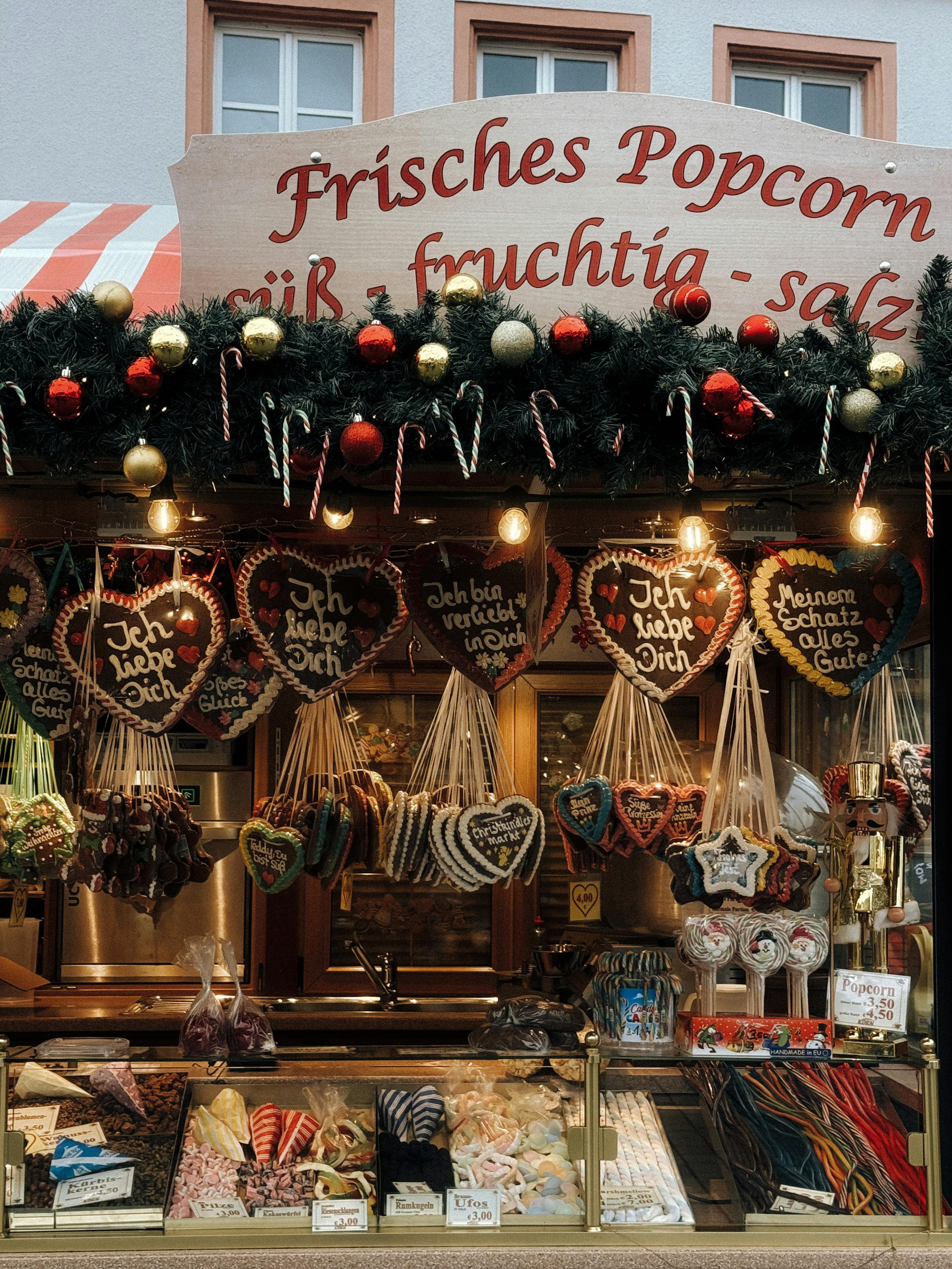 colorful bavarian christmas market stall in bayreuth