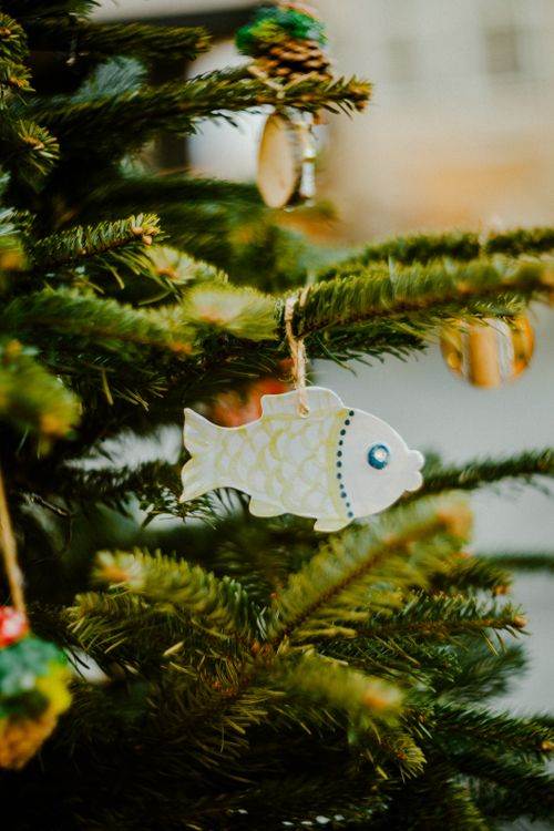 Spring Festive Fish Festive Fish Ornament on Christmas Tree · Free Stock Photo