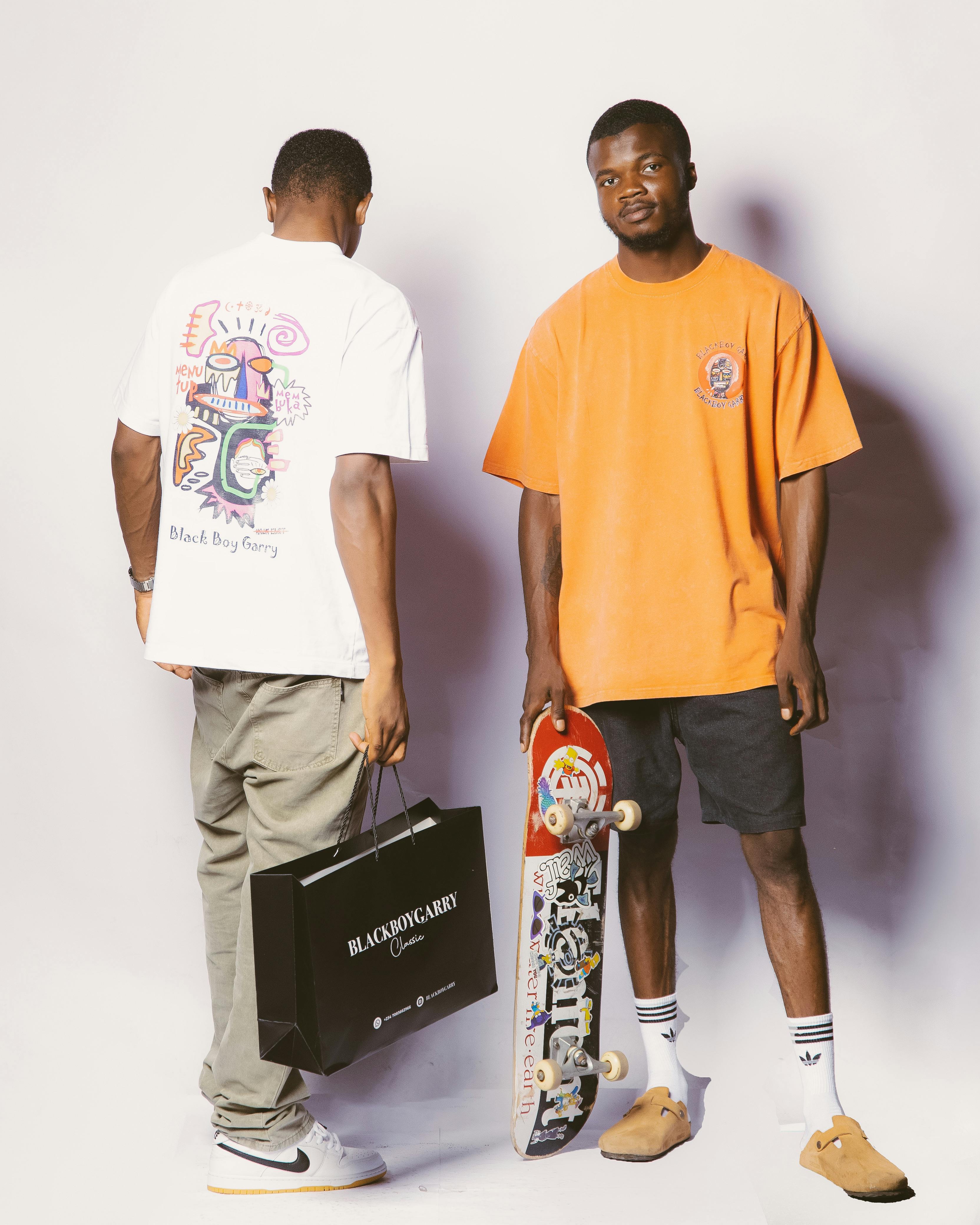 White Graphic Tee Khaki Wide-Leg Jordan Sneakers Skateboard
