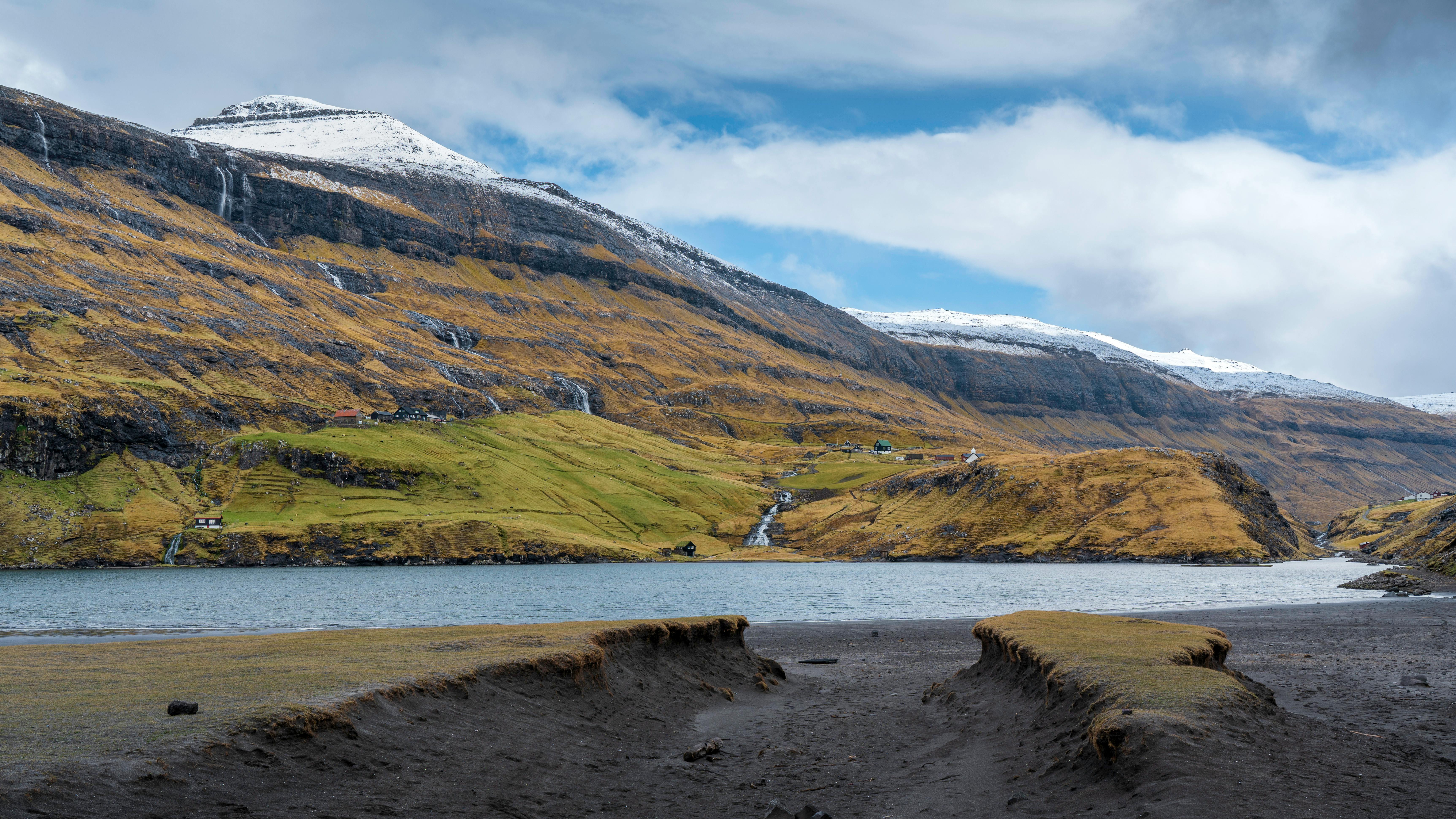 spectacular faroe islands landscape with waterfalls