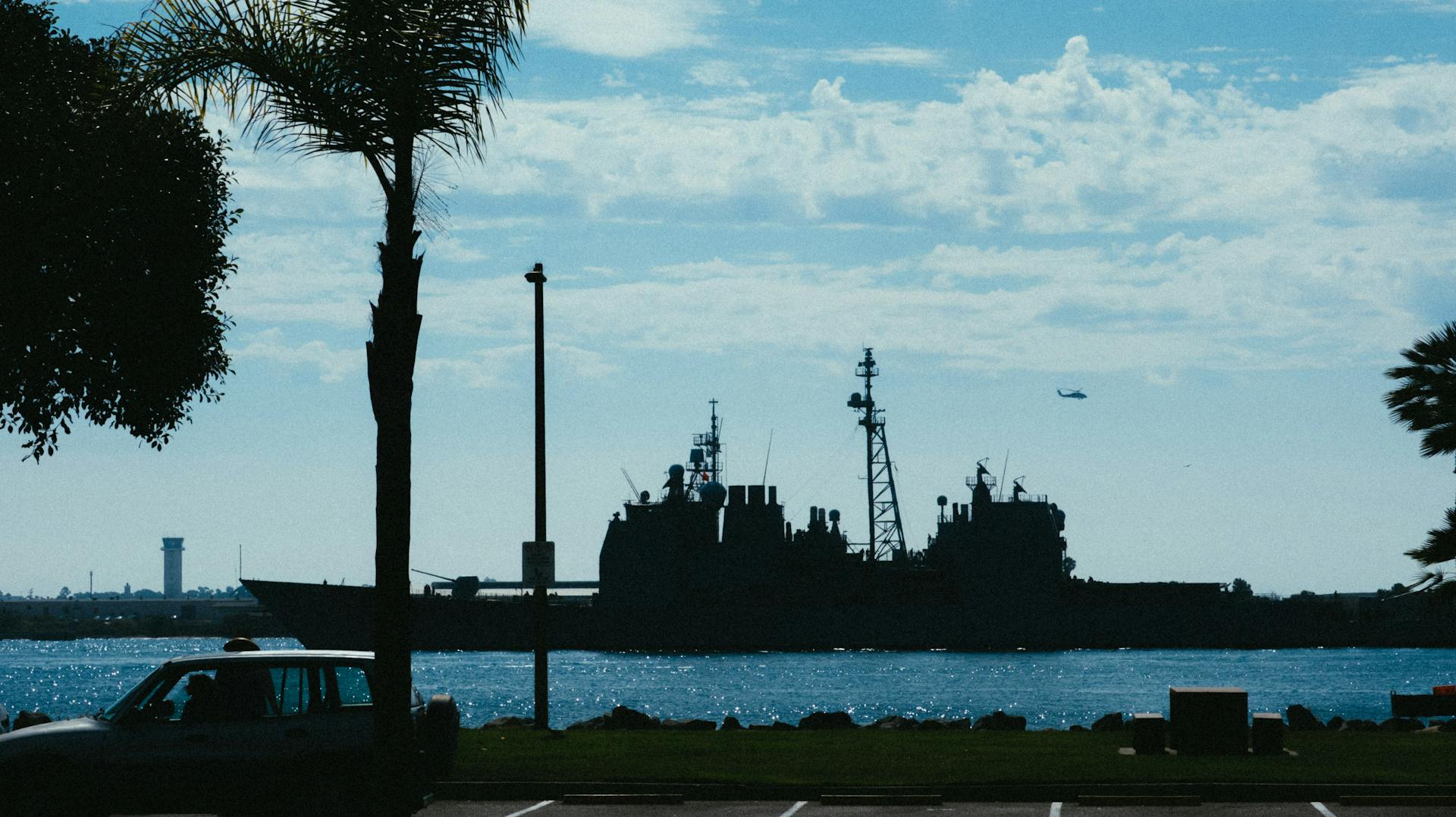 Silhouette Photo of Warship