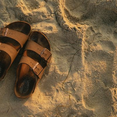 Brown Two-Strap Footbed Sandals